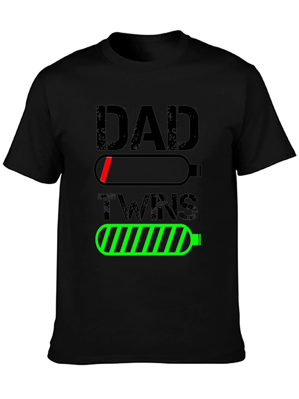 Dad of Twins Low Battery Graphic T-Shirt