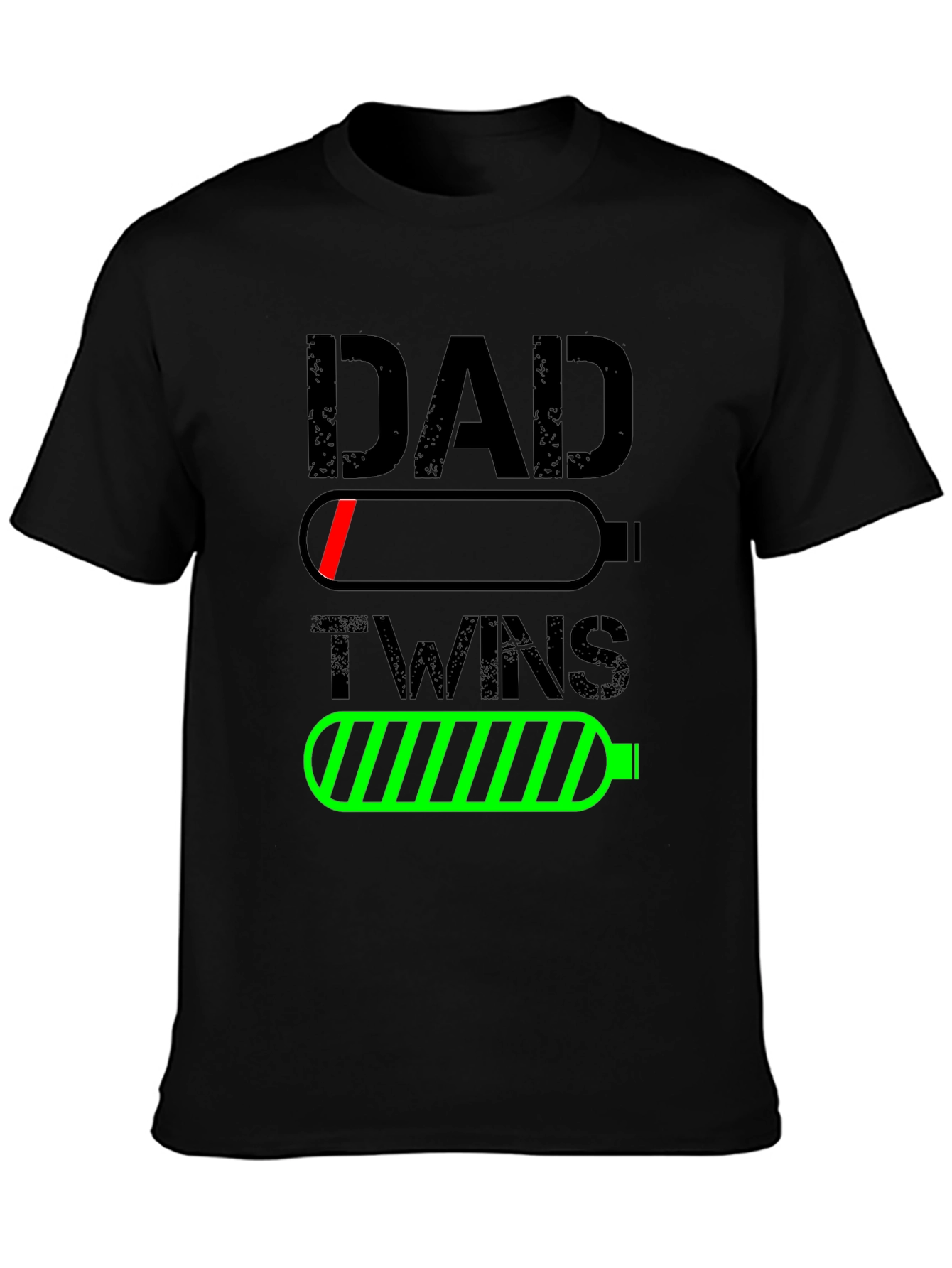 Dad of Twins Low Battery Graphic T-Shirt