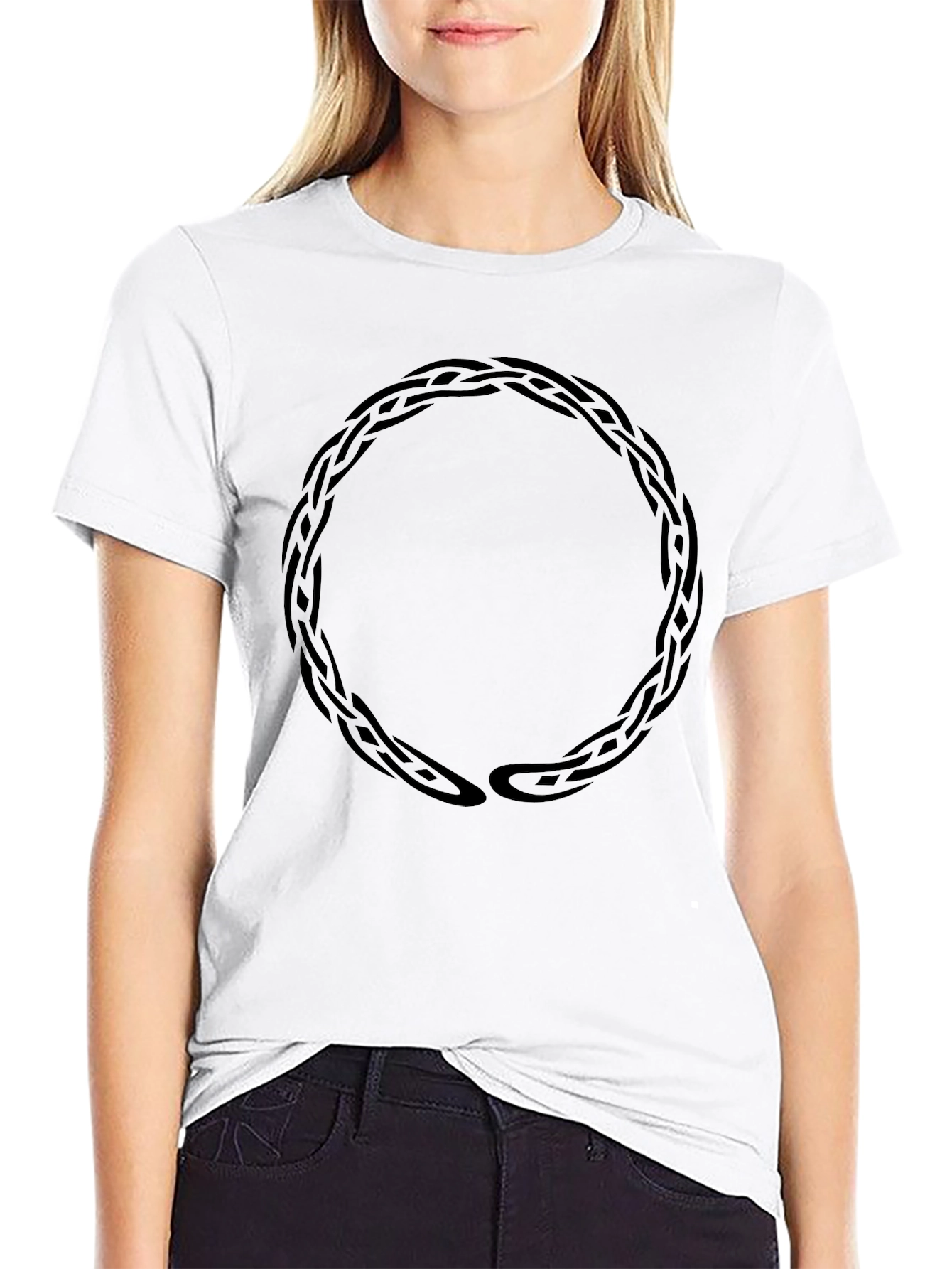 Braided Circle Graphic Tee - Stylish Mens Black T-Shirt