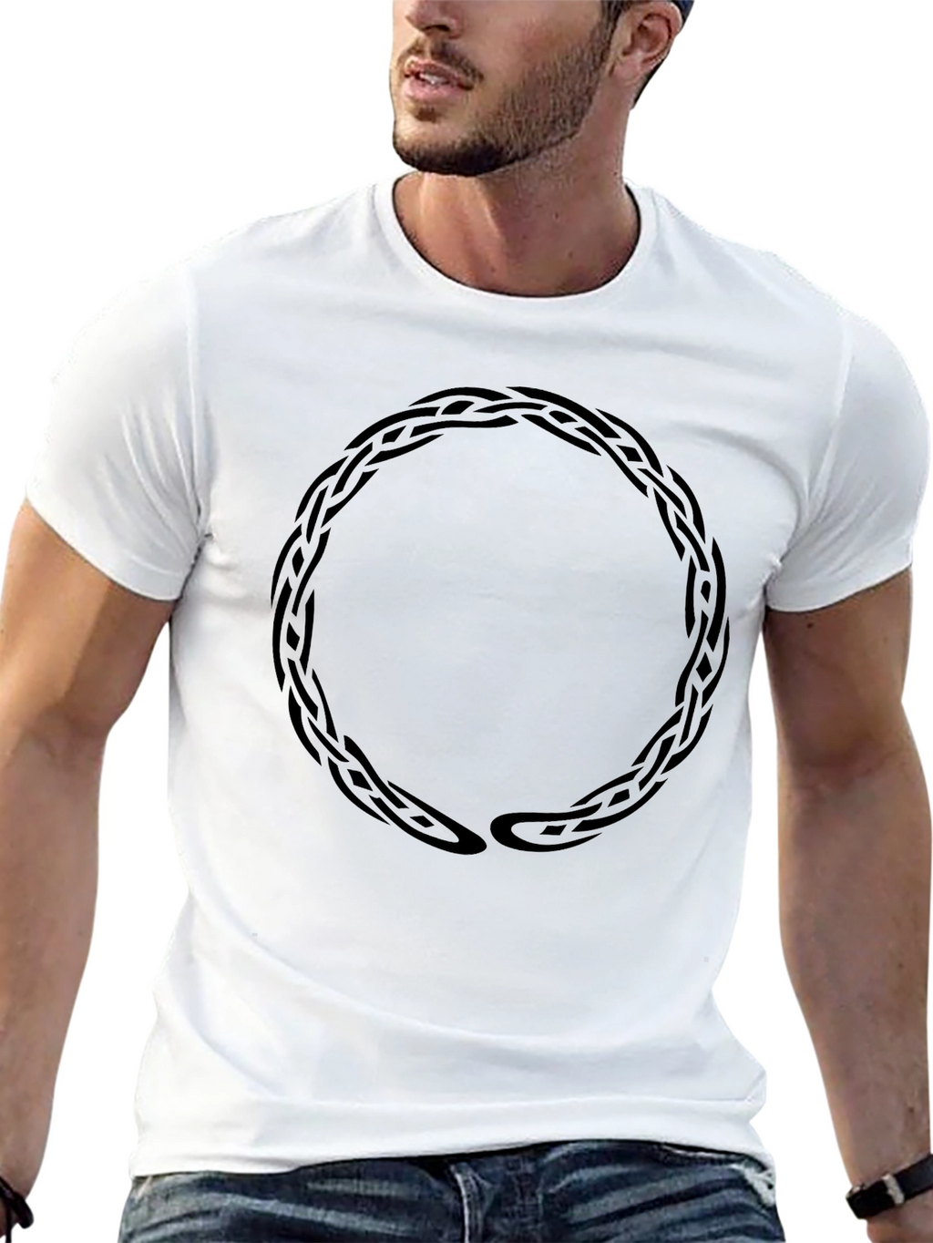 Braided Circle Graphic Tee - Stylish Mens Black T-Shirt