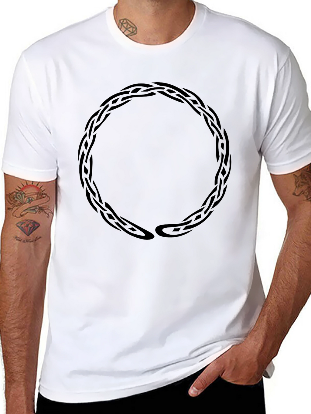 Braided Circle Graphic Tee - Stylish Mens Black T-Shirt