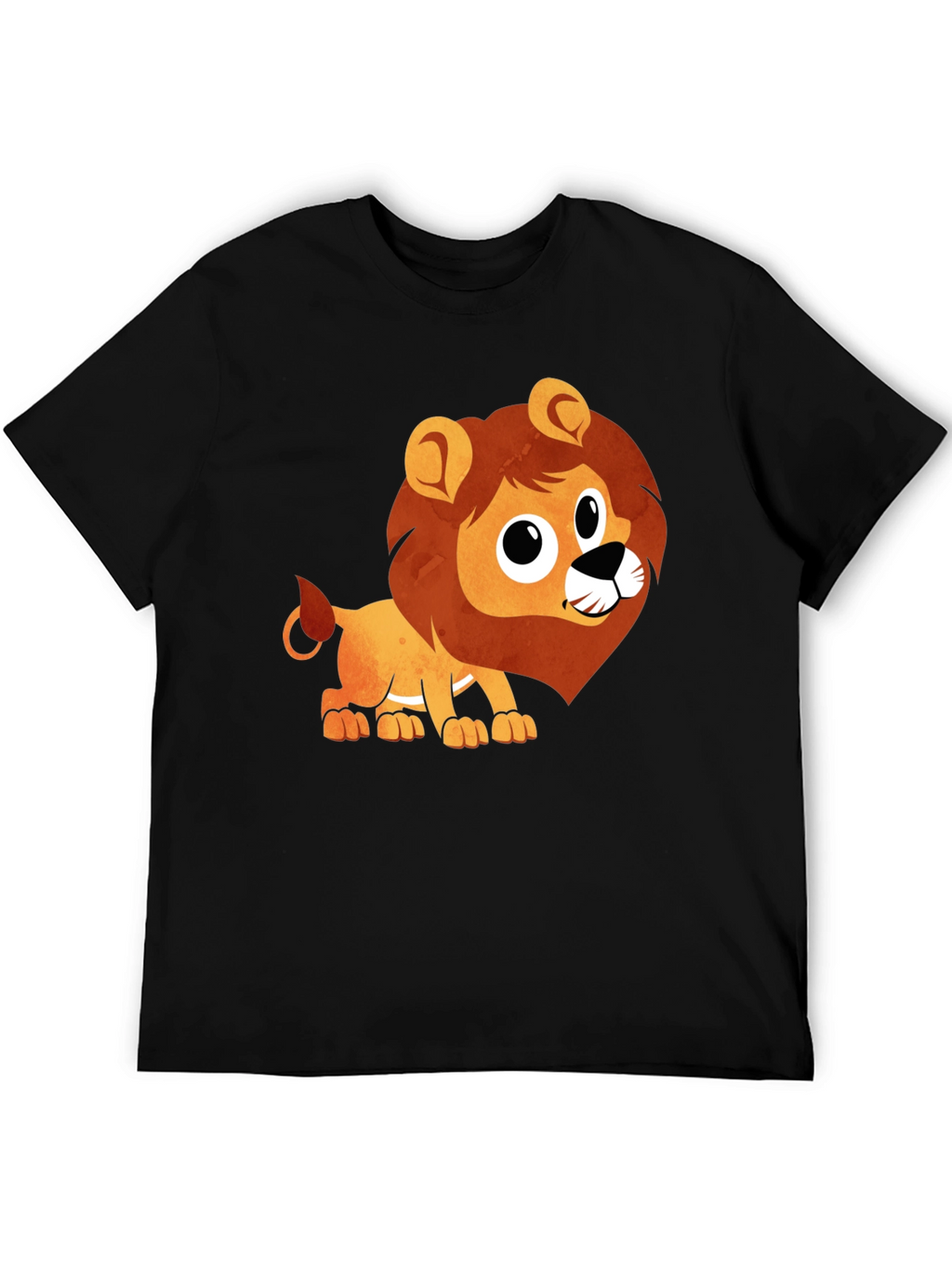Cute Lion Graphic Black T-Shirt