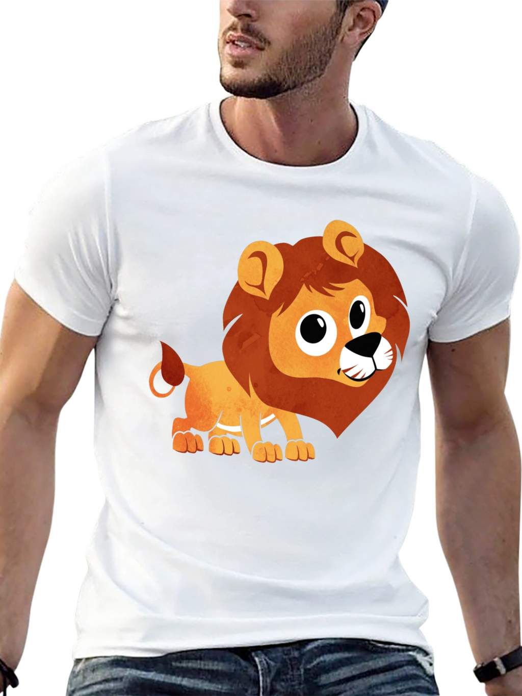 Cute Lion Graphic Black T-Shirt