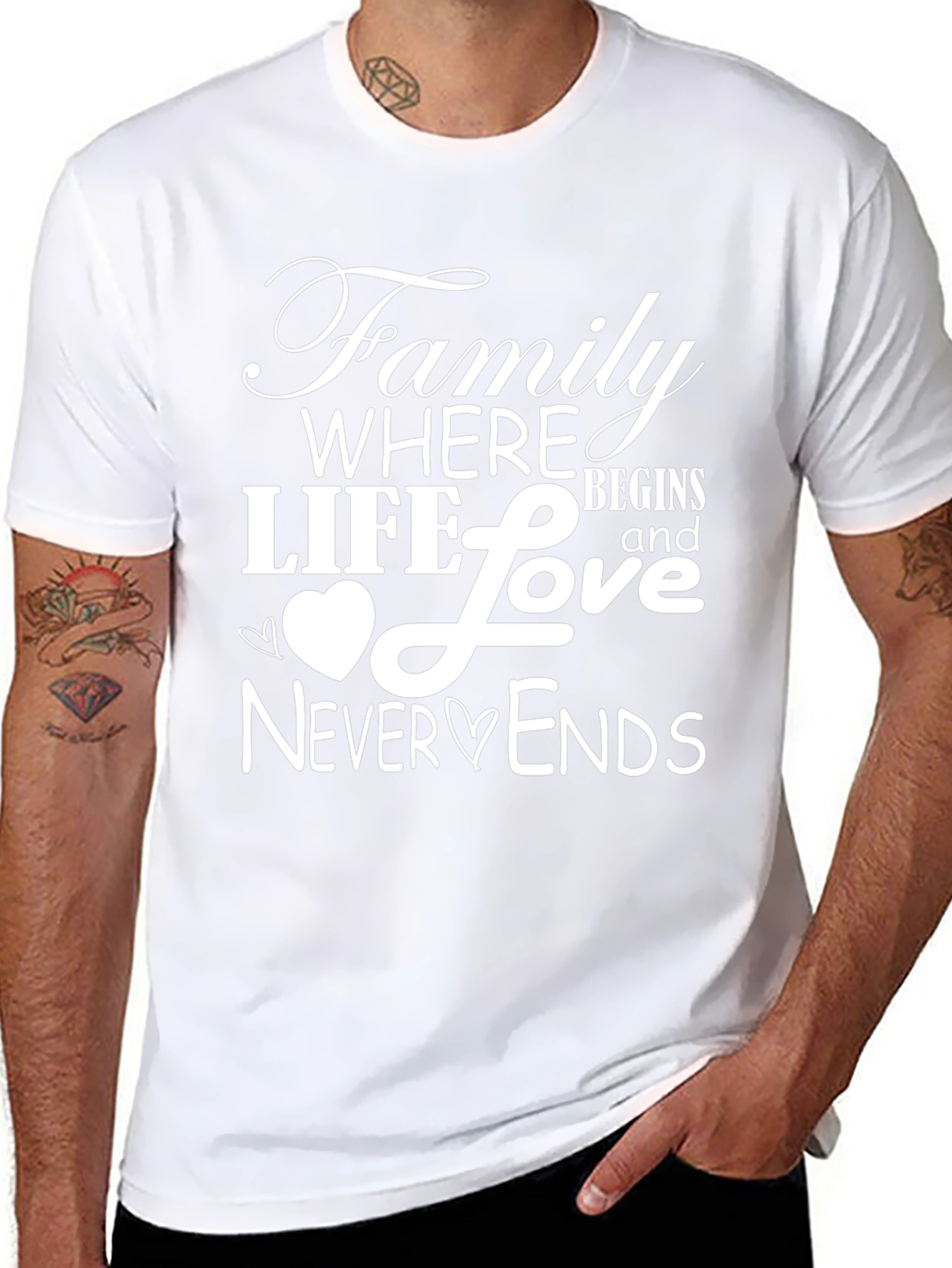 Family Love T-Shirt - Where Life Begins & Never Ends