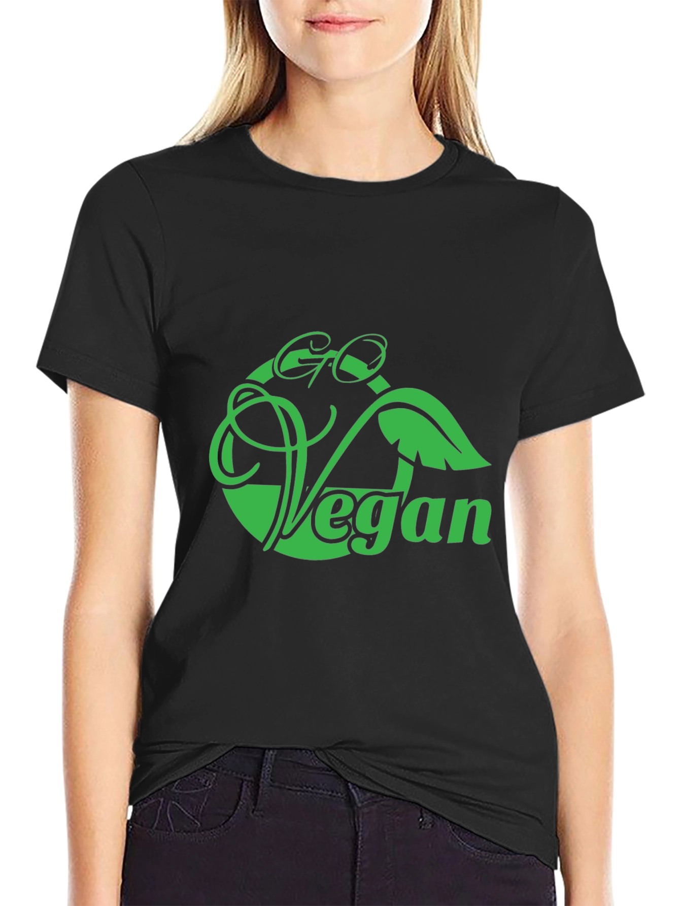 Go Vegan Graphic Tee - Black Cotton Blend T-Shirt