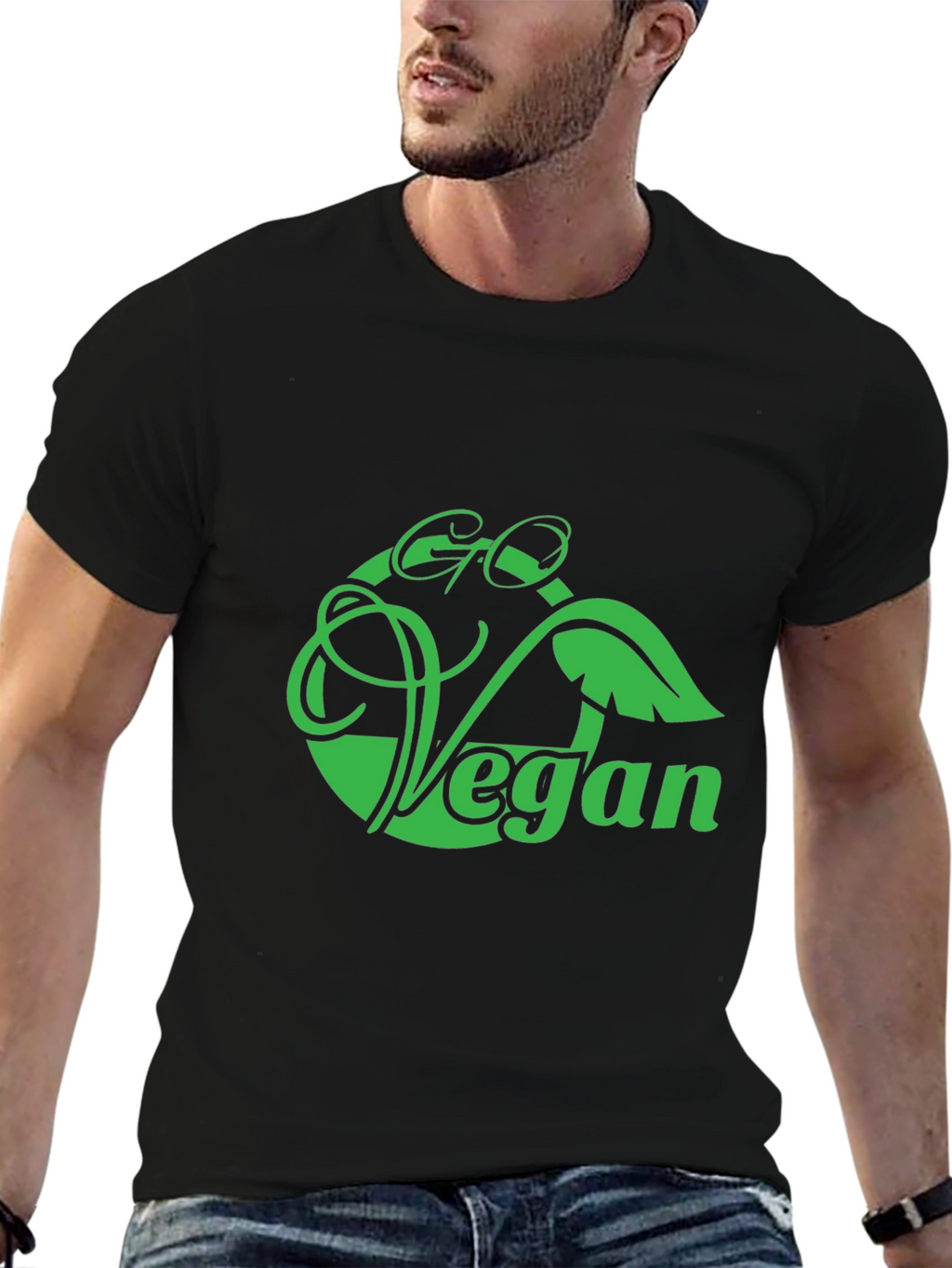 Go Vegan Graphic Tee - Black Cotton Blend T-Shirt