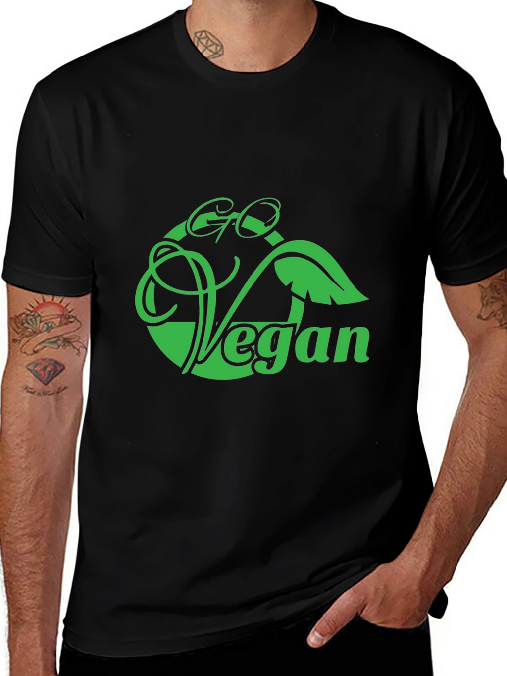 Go Vegan Graphic Tee - Black Cotton Blend T-Shirt