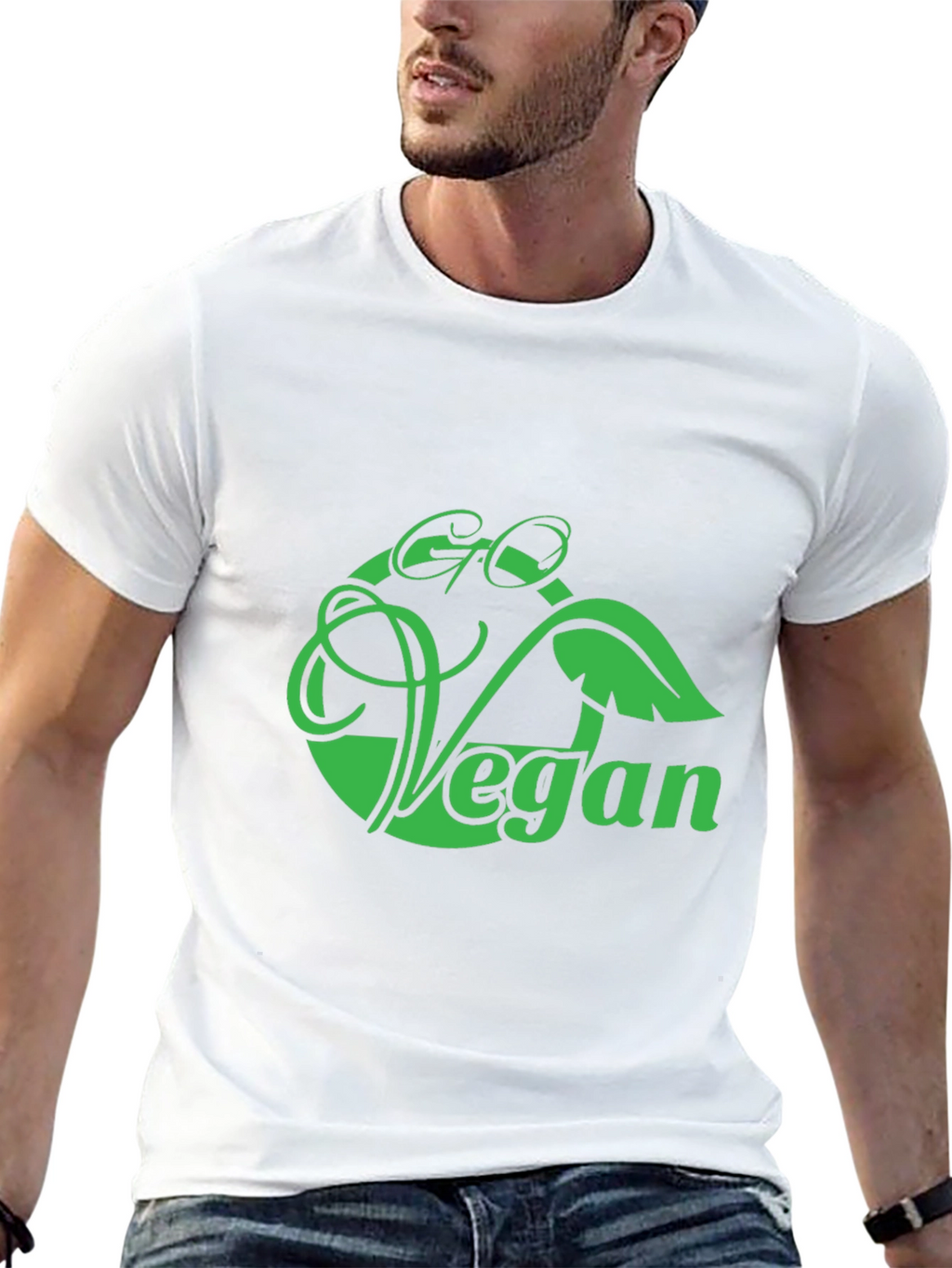 Go Vegan Graphic Tee - Black Cotton Blend T-Shirt