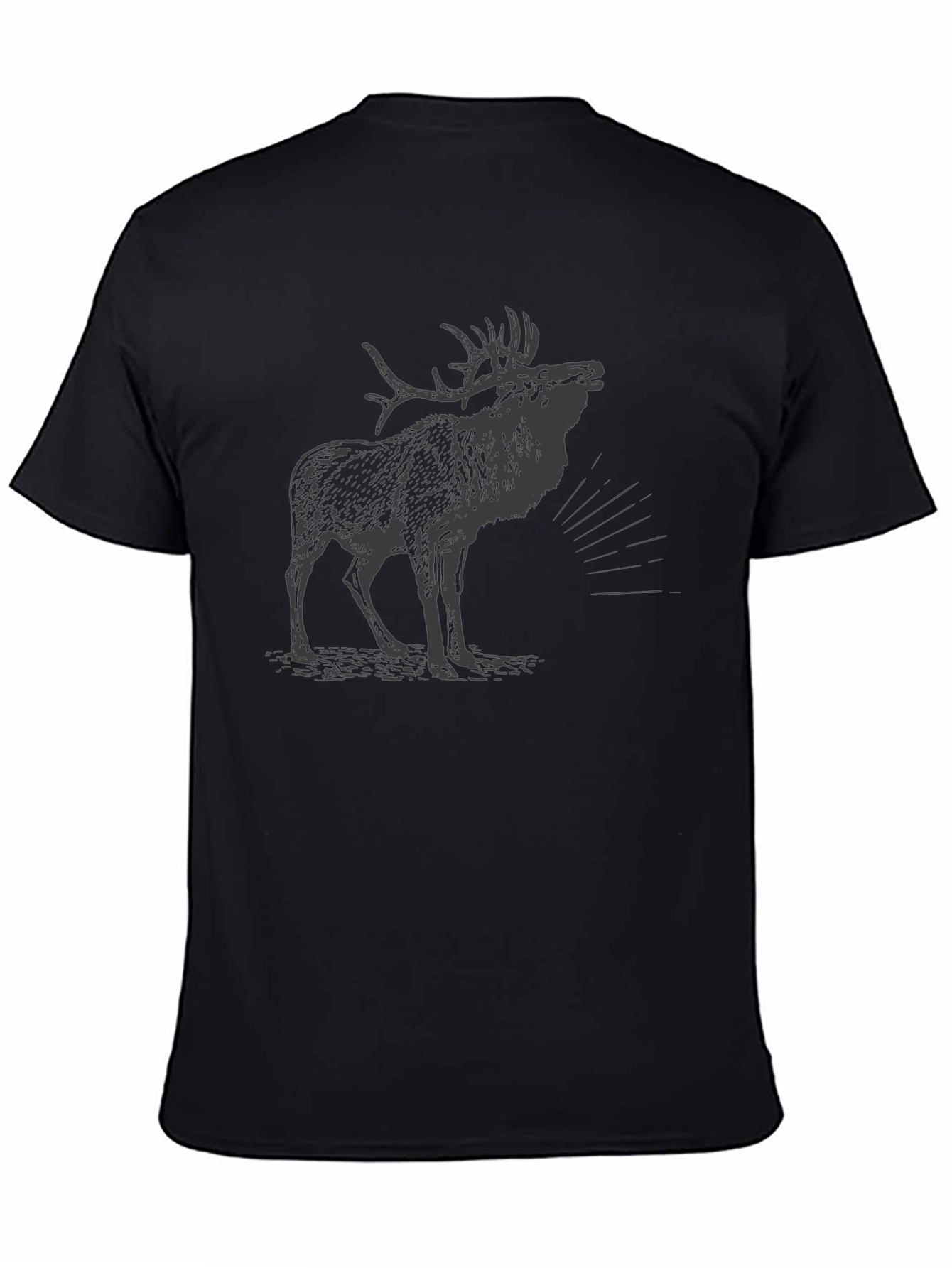 Mens Black T-Shirt with Moose Graphic