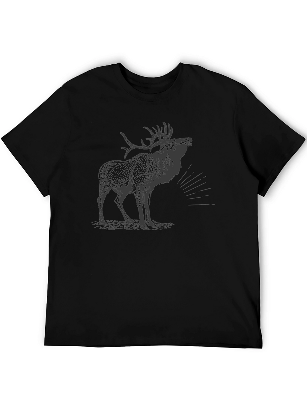 Mens Black T-Shirt with Moose Graphic