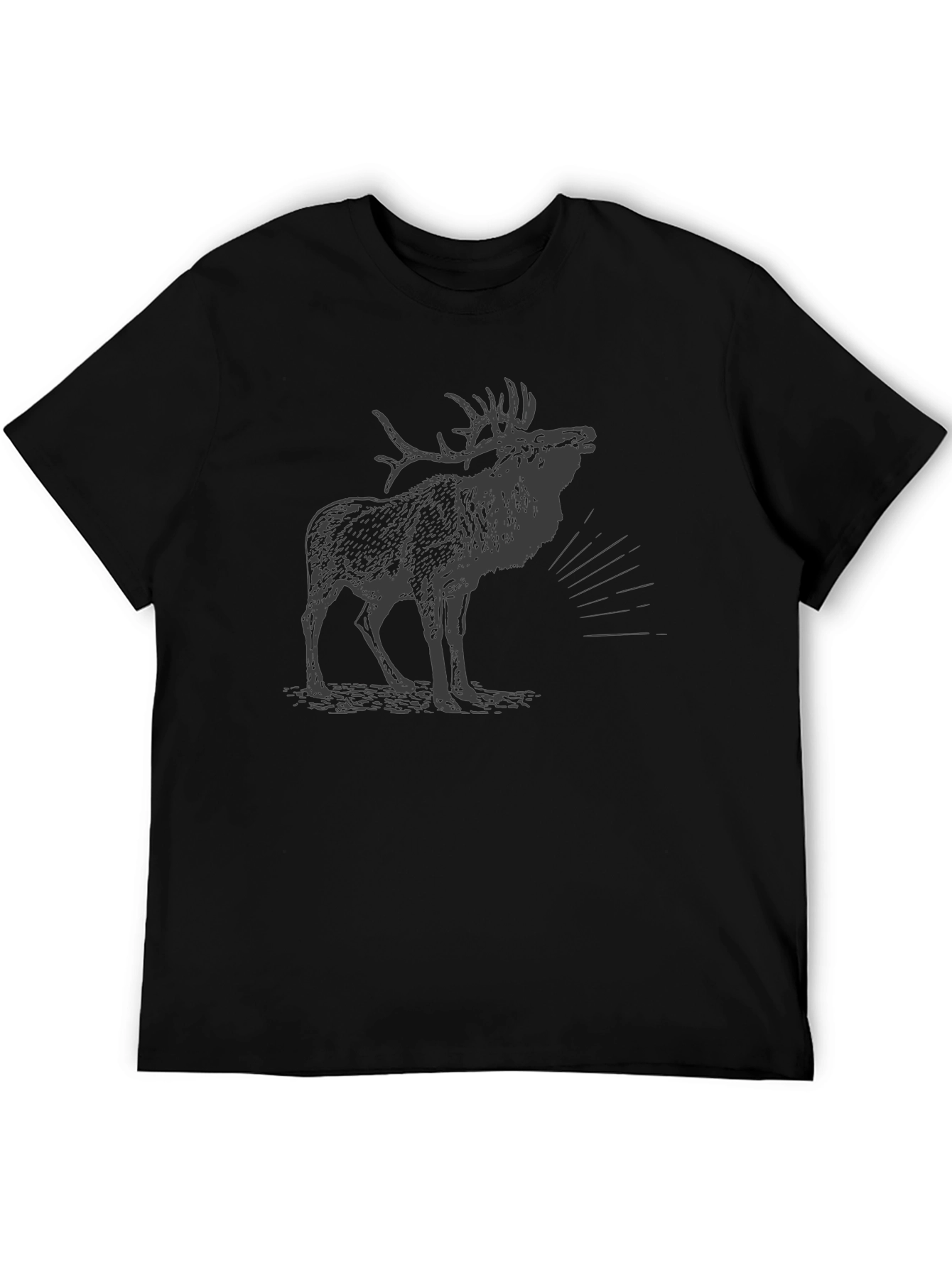 Mens Black T-Shirt with Moose Graphic