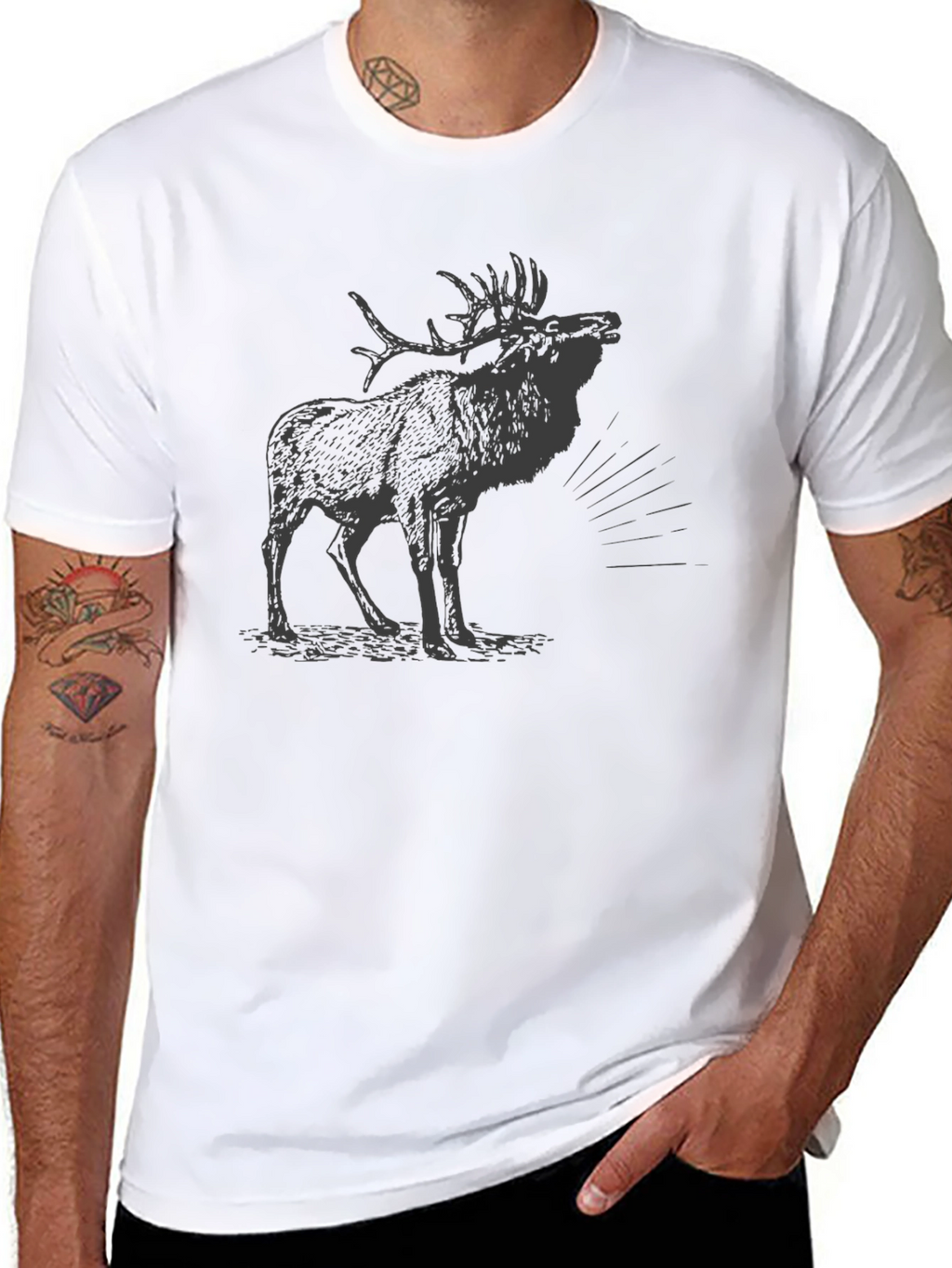 Mens Black T-Shirt with Moose Graphic
