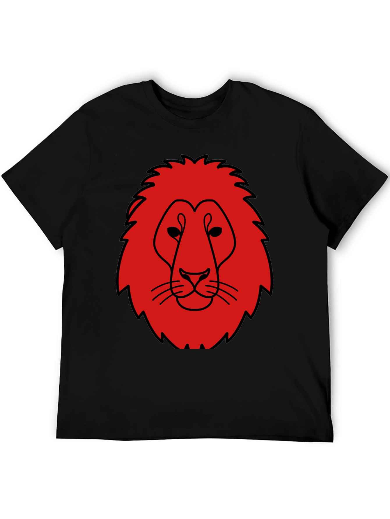 Lion Head Graphic Tee - Bold Red Print on Black