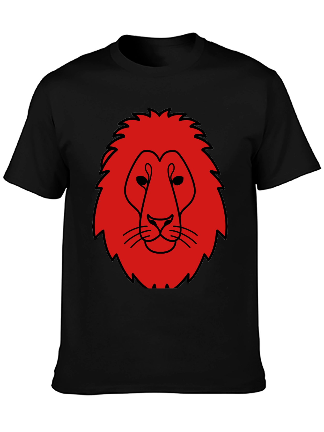 Lion Head Graphic Tee - Bold Red Print on Black