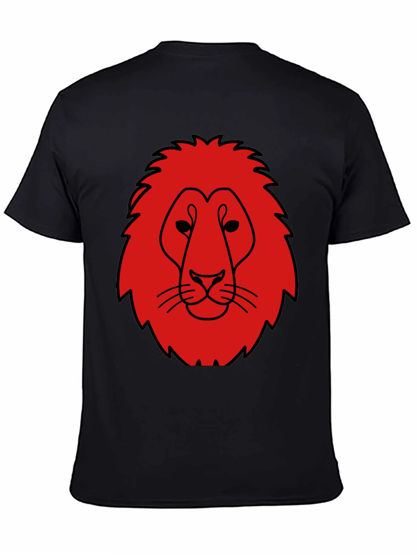 Lion Head Graphic Tee - Bold Red Print on Black
