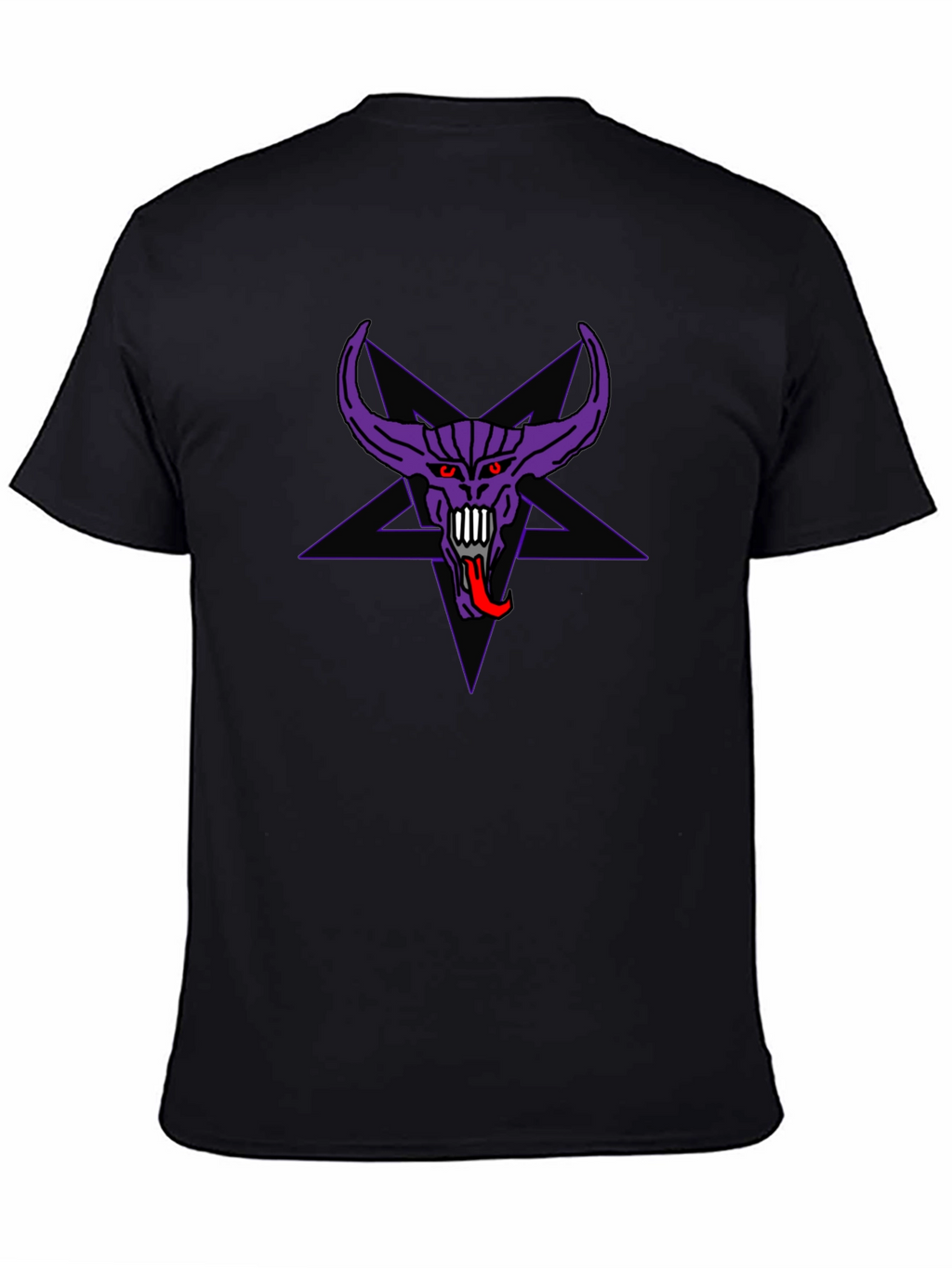 Purple Demon Star Graphic Black T-Shirt