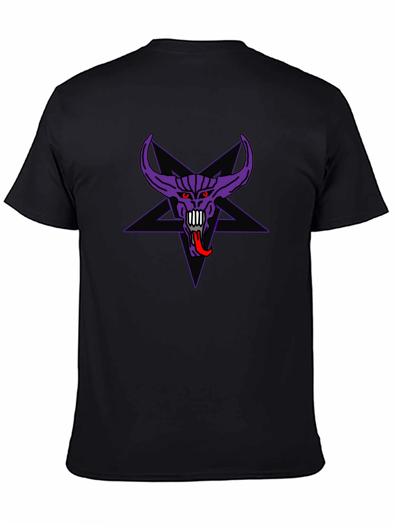 Purple Demon Star Graphic Black T-Shirt