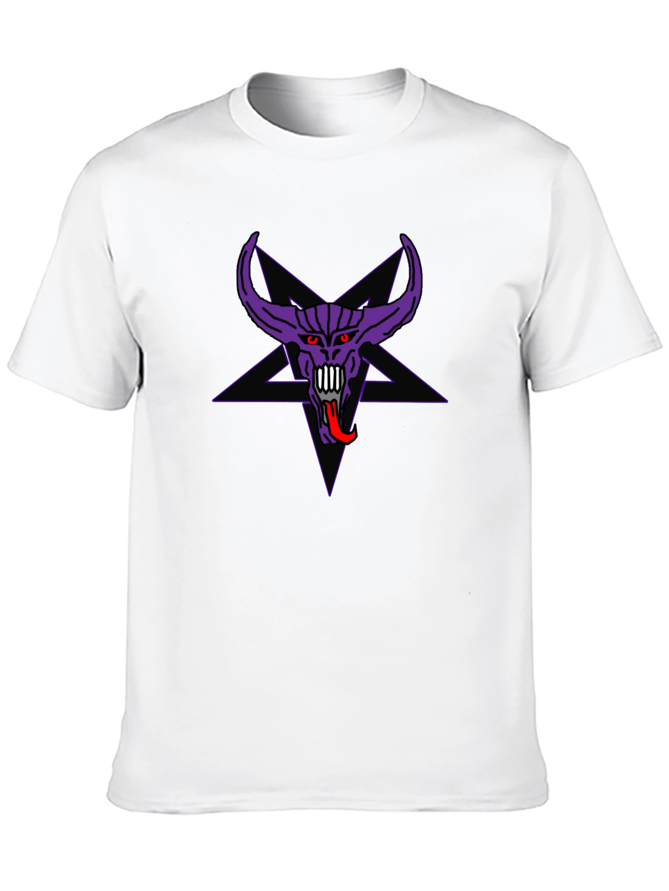 Purple Demon Star Graphic Black T-Shirt