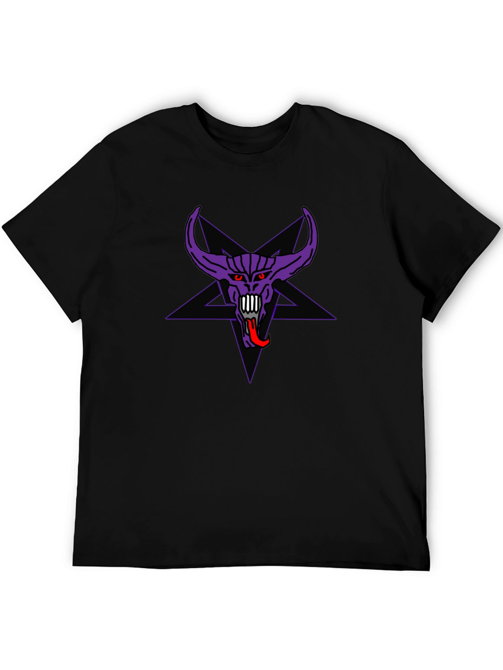Purple Demon Star Graphic Black T-Shirt