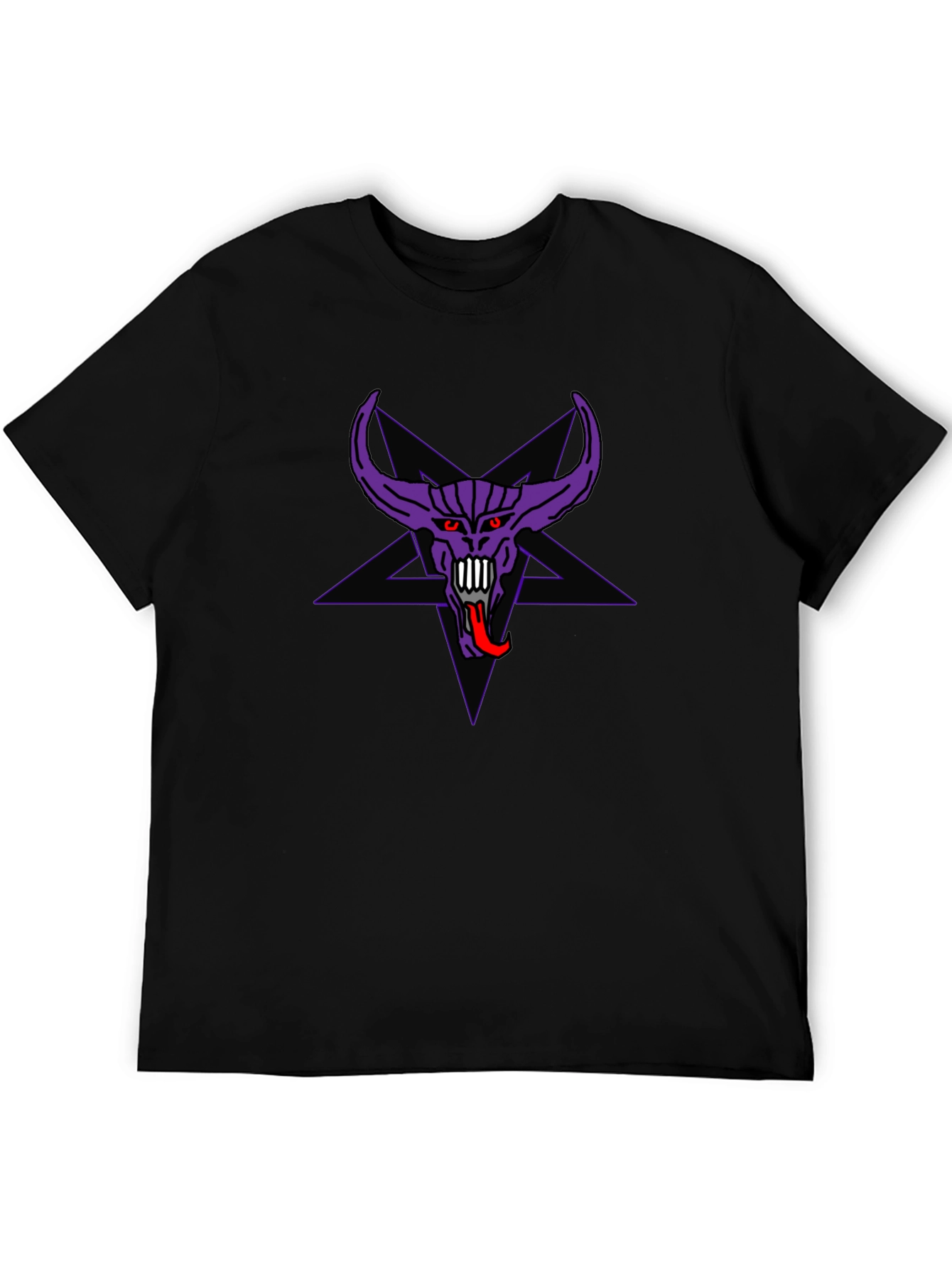 Purple Demon Star Graphic Black T-Shirt