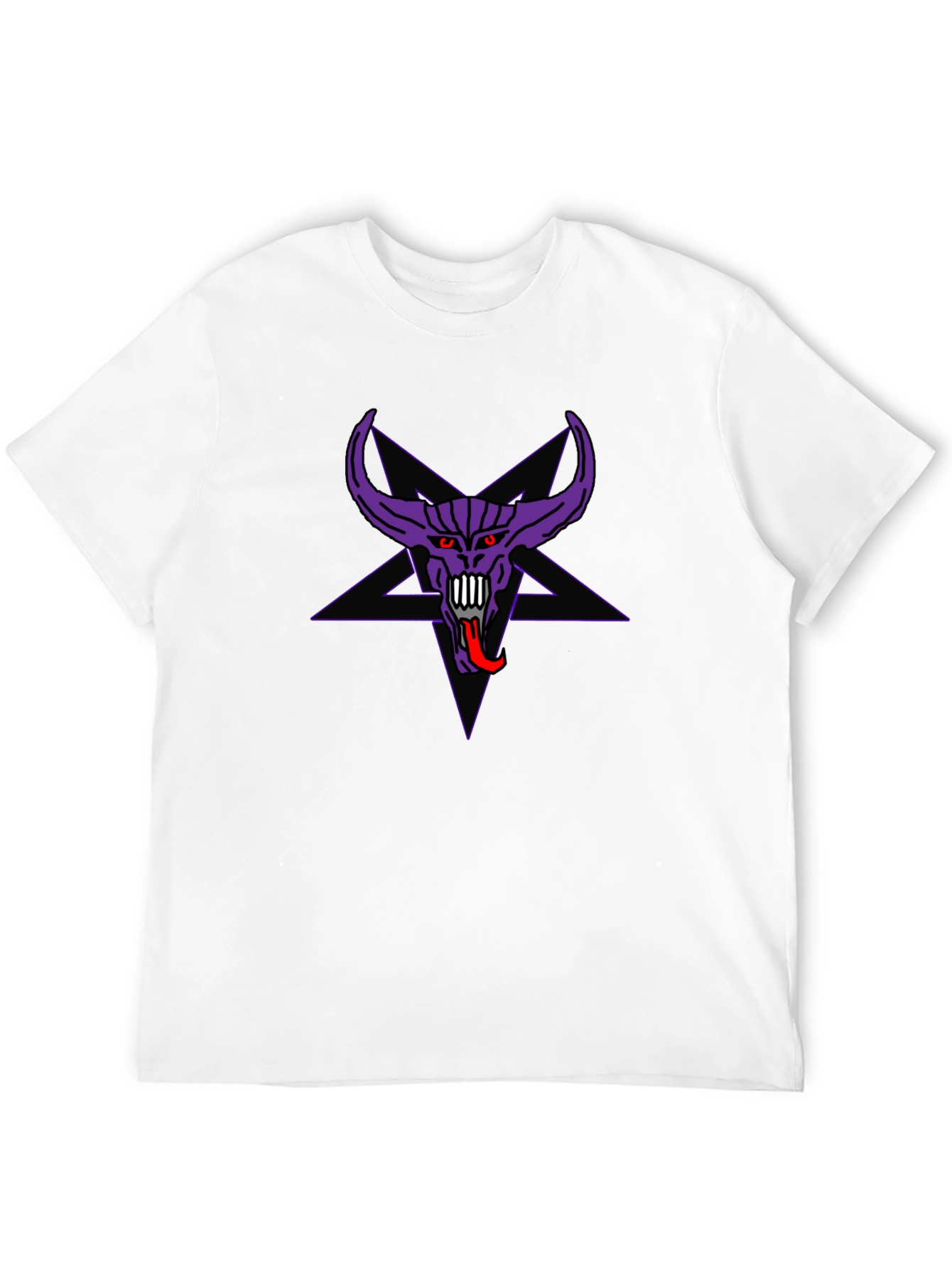 Purple Demon Star Graphic Black T-Shirt
