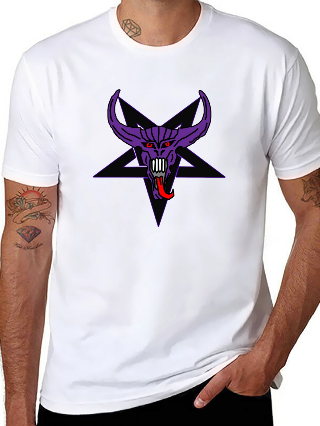 Purple Demon Star Graphic Black T-Shirt