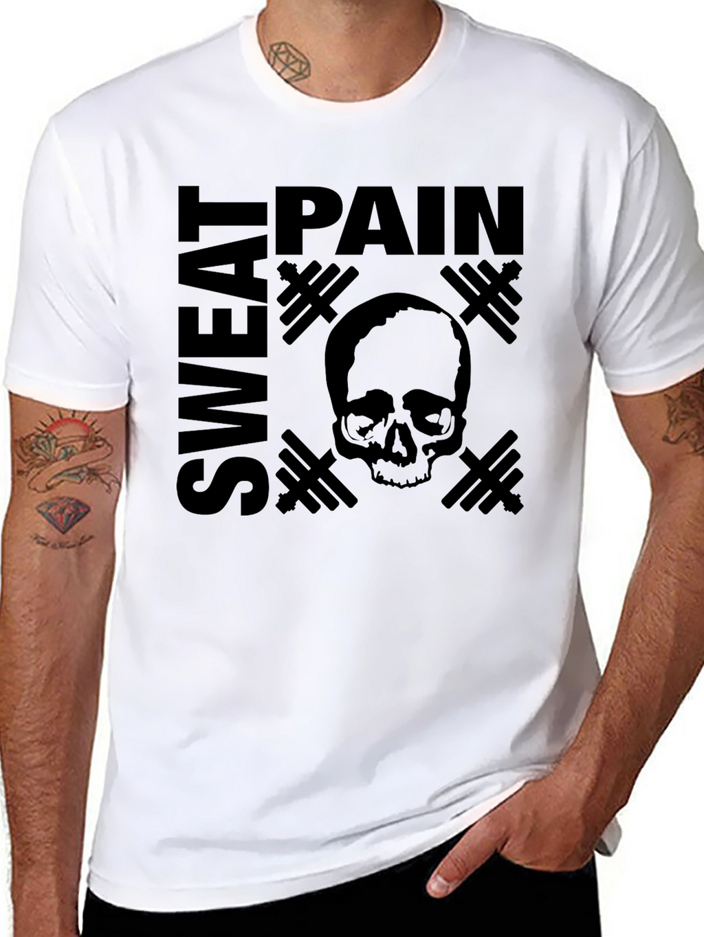 Pain Sweat Skull Graphic T-Shirt - Gym Motivation