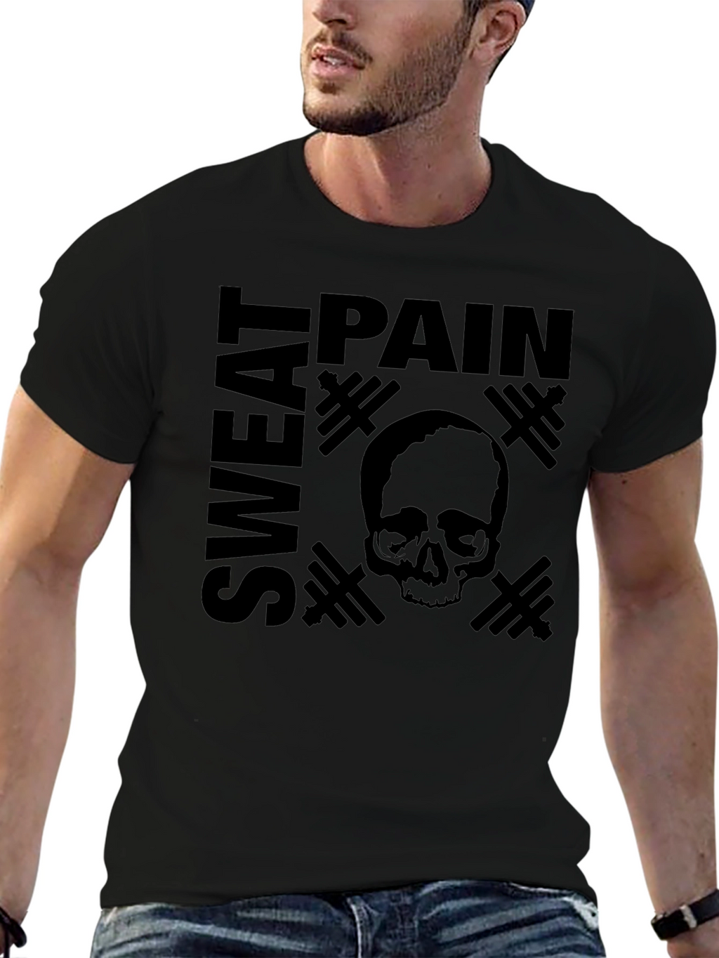 Pain Sweat Skull Graphic T-Shirt - Gym Motivation