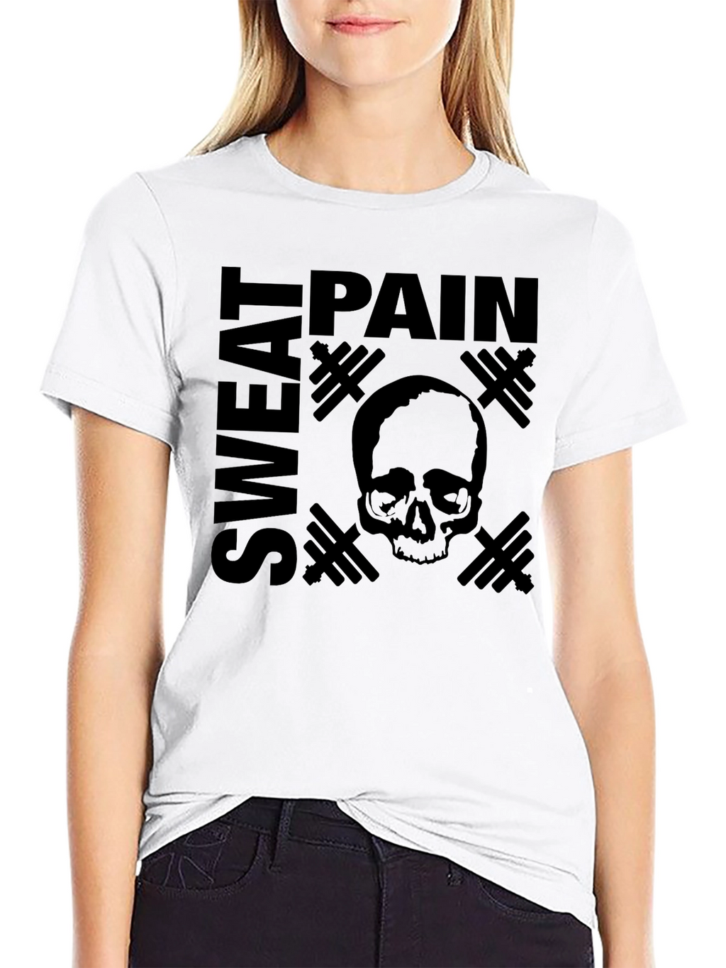 Pain Sweat Skull Graphic T-Shirt - Gym Motivation