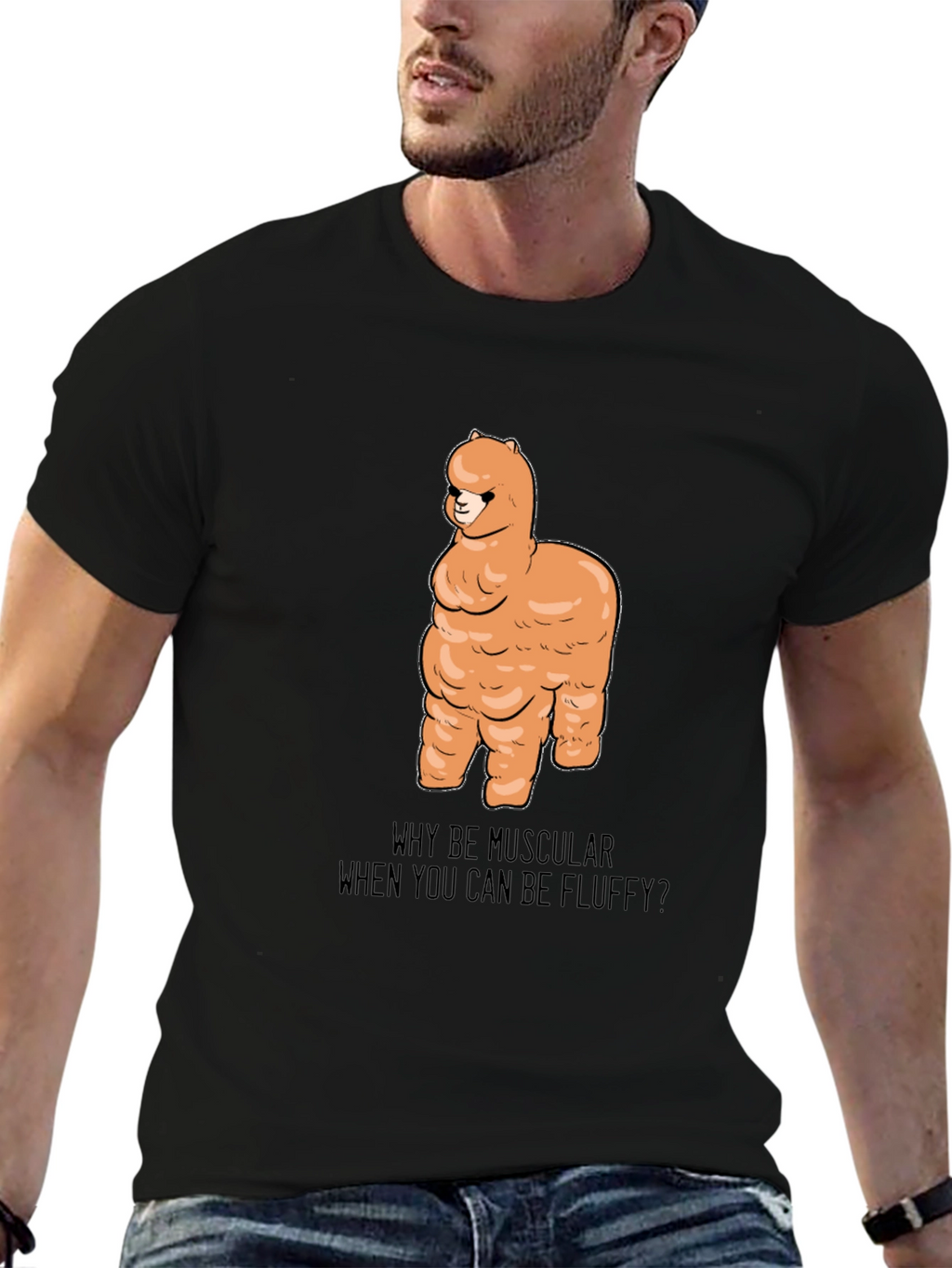 Fluffy Llama Graphic Tee - Black Unisex T-Shirt