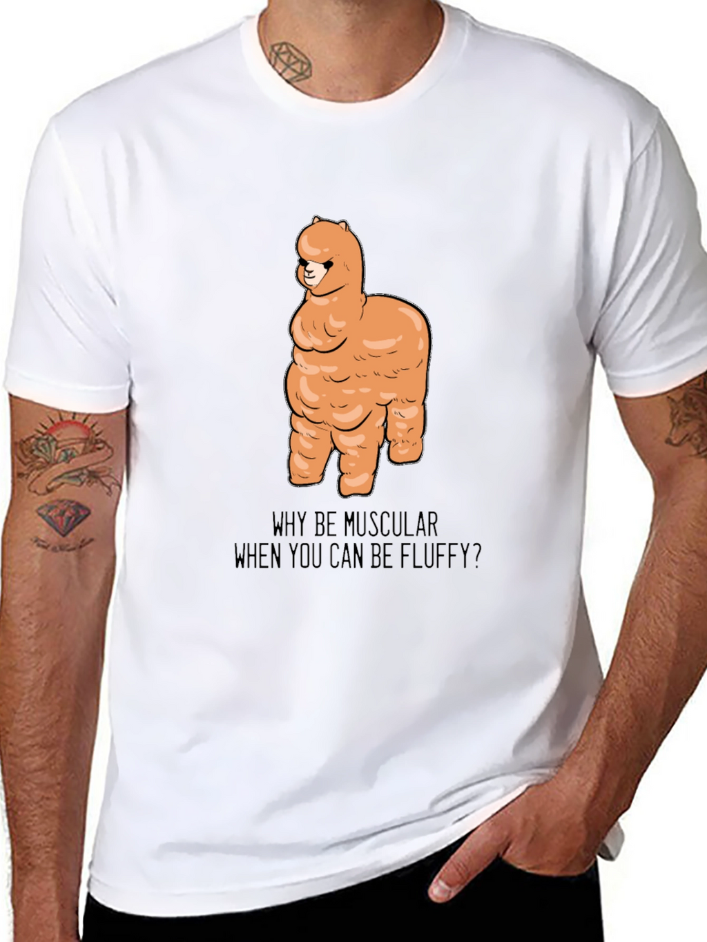 Fluffy Llama Graphic Tee - Black Unisex T-Shirt