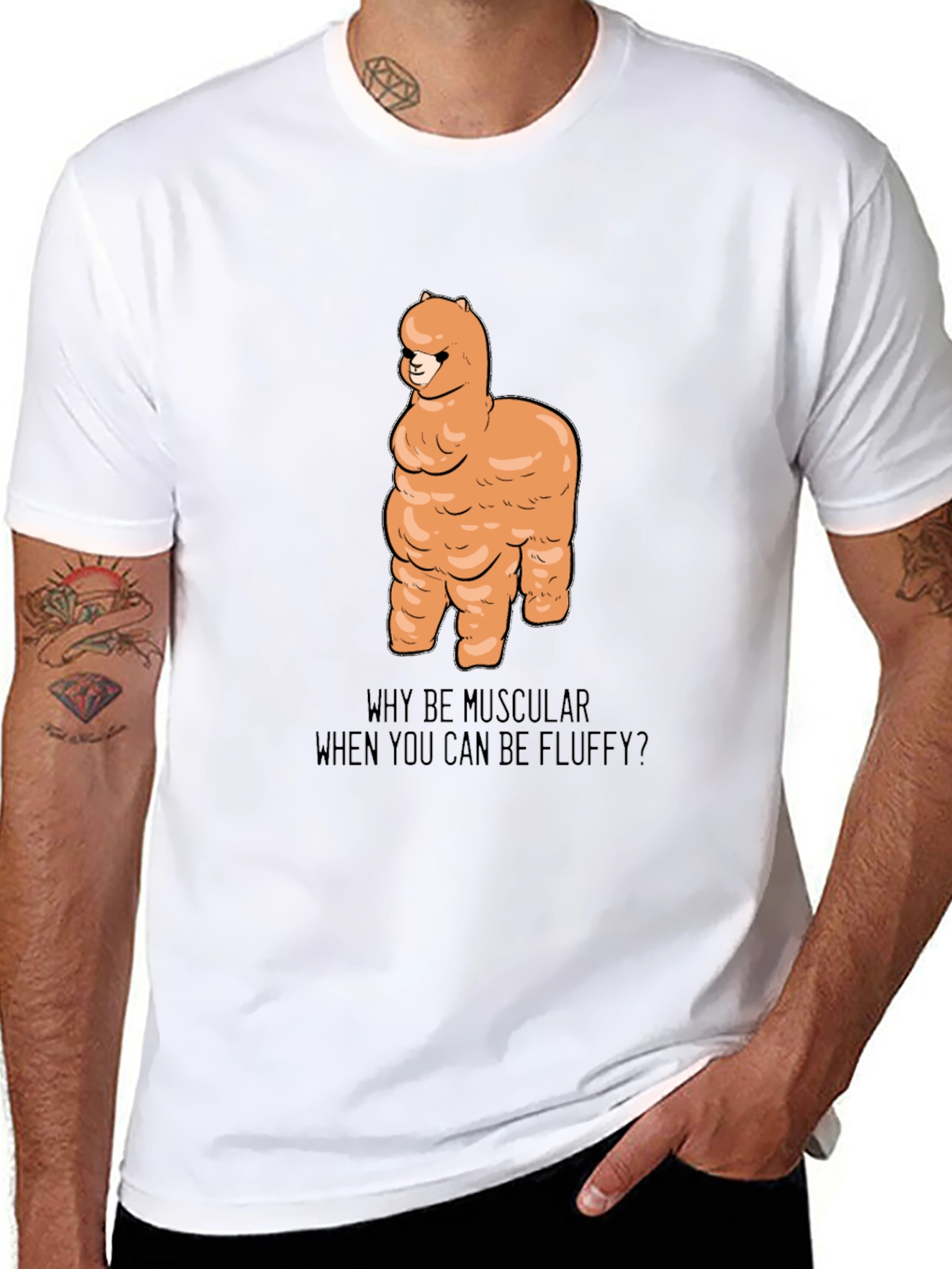 Fluffy Llama Graphic Tee - Black Unisex T-Shirt
