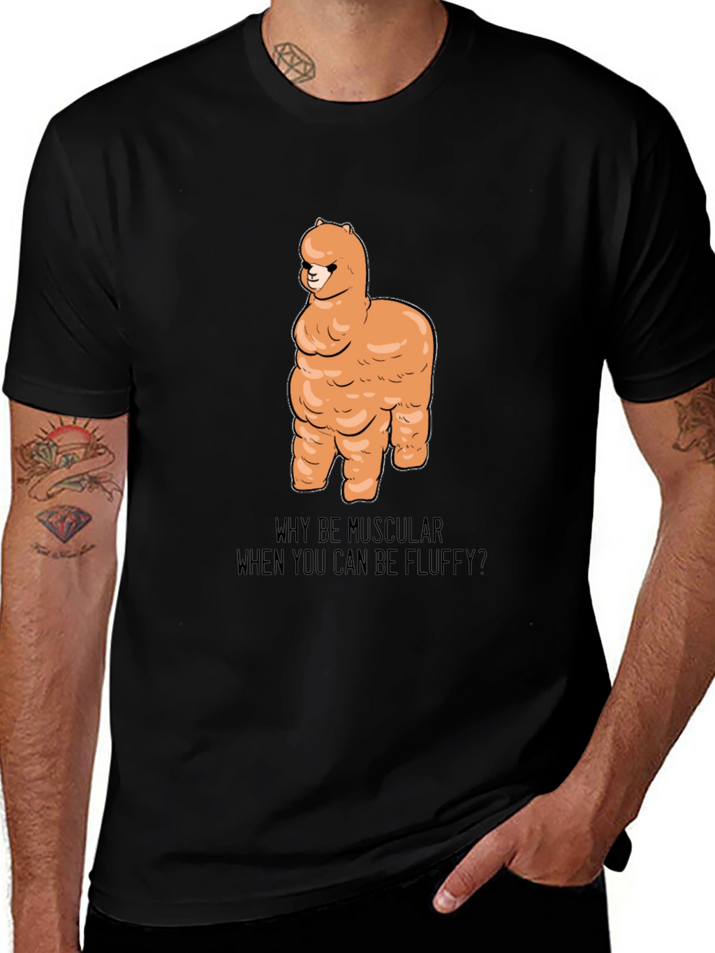 Fluffy Llama Graphic Tee - Black Unisex T-Shirt
