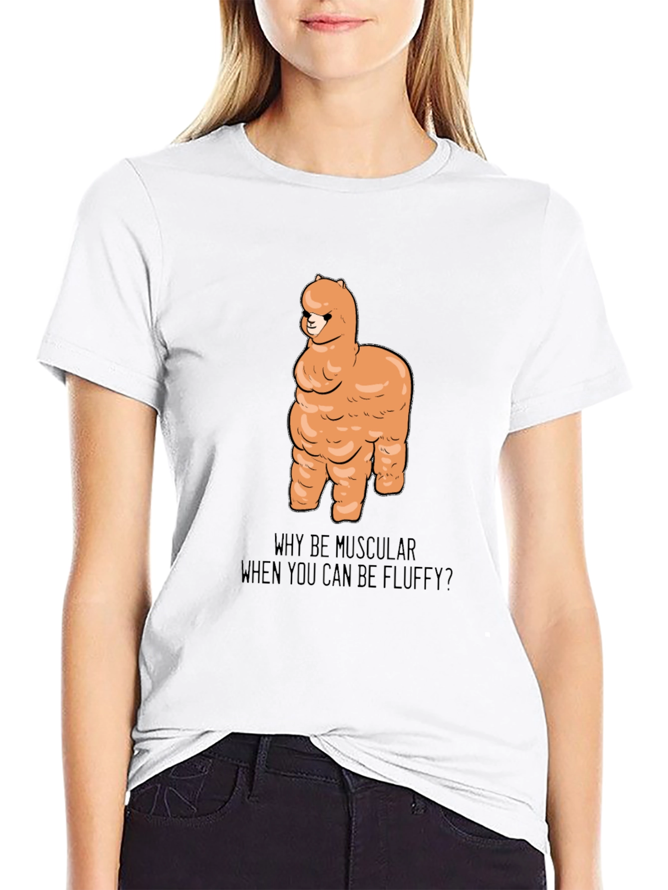 Fluffy Llama Graphic Tee - Black Unisex T-Shirt