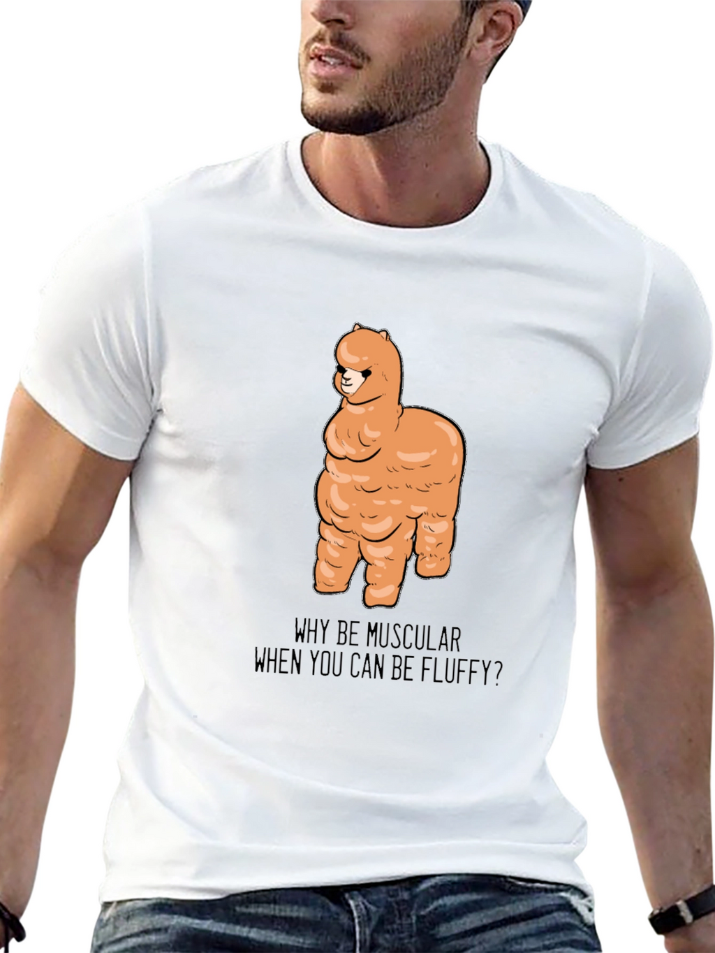 Fluffy Llama Graphic Tee - Black Unisex T-Shirt