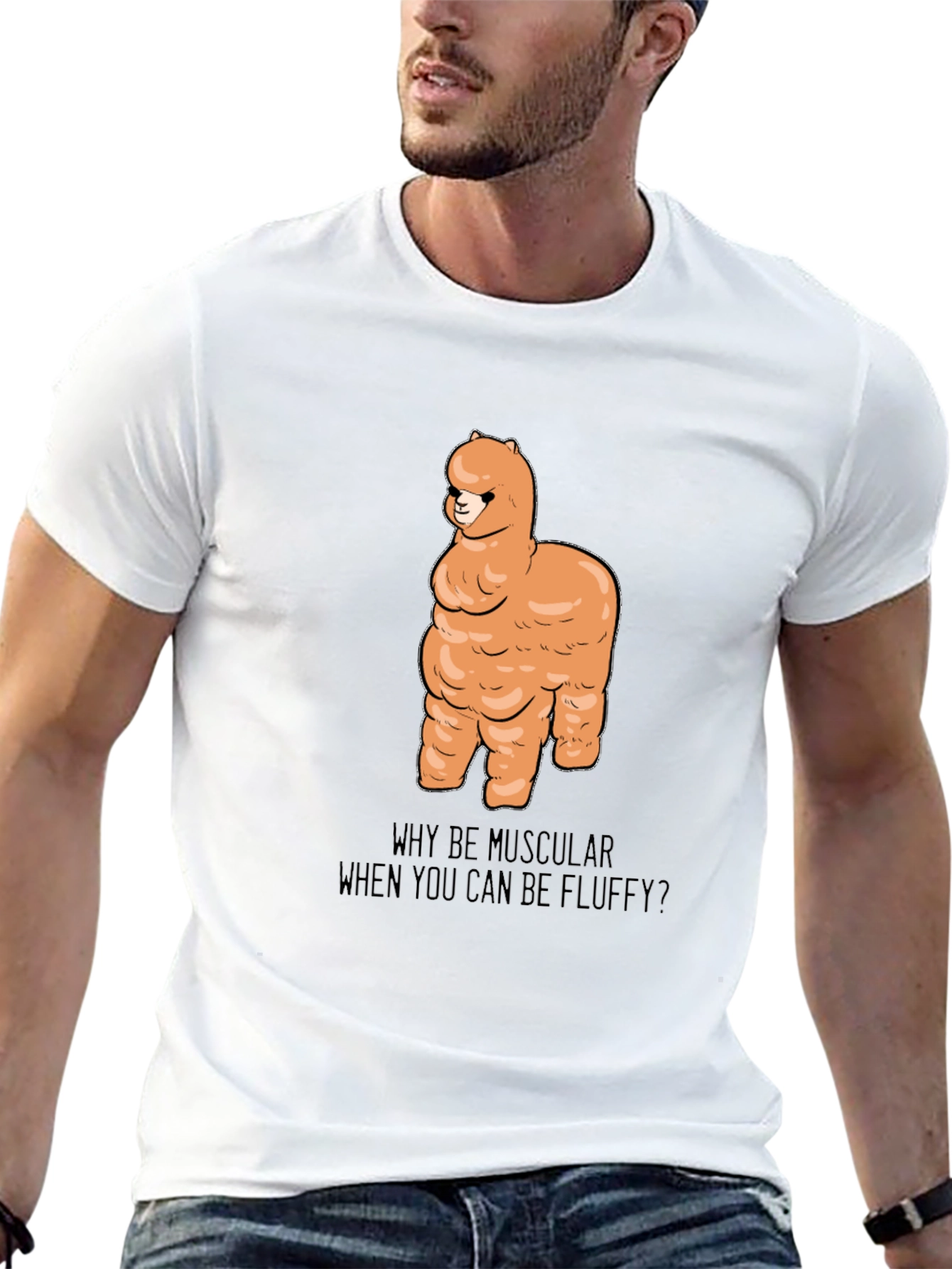 Fluffy Llama Graphic Tee - Black Unisex T-Shirt