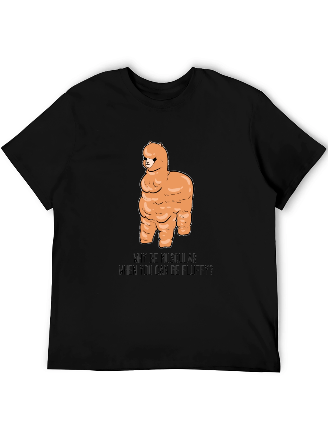 Fluffy Llama Graphic Tee - Black Unisex T-Shirt