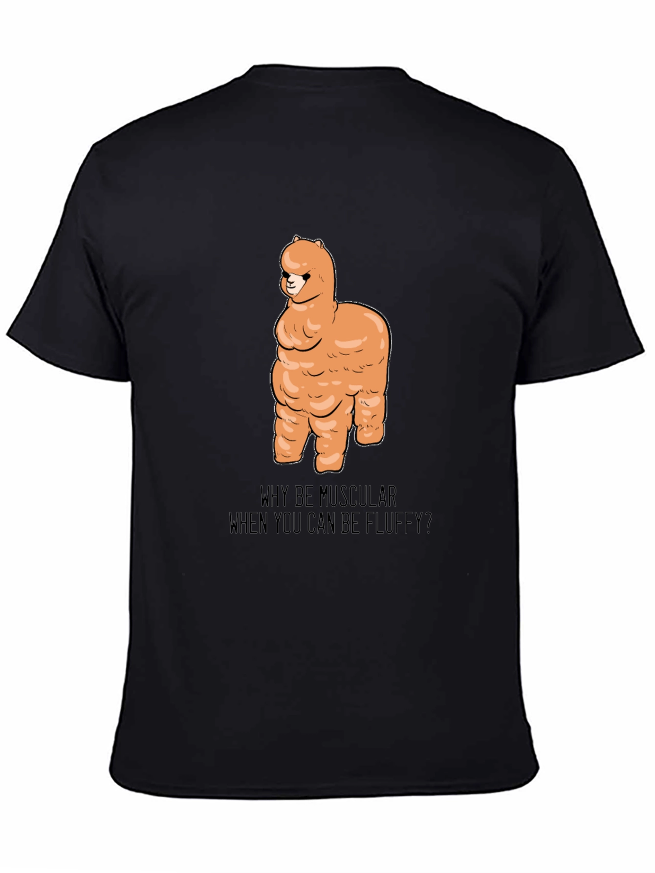 Fluffy Llama Graphic Tee - Black Unisex T-Shirt