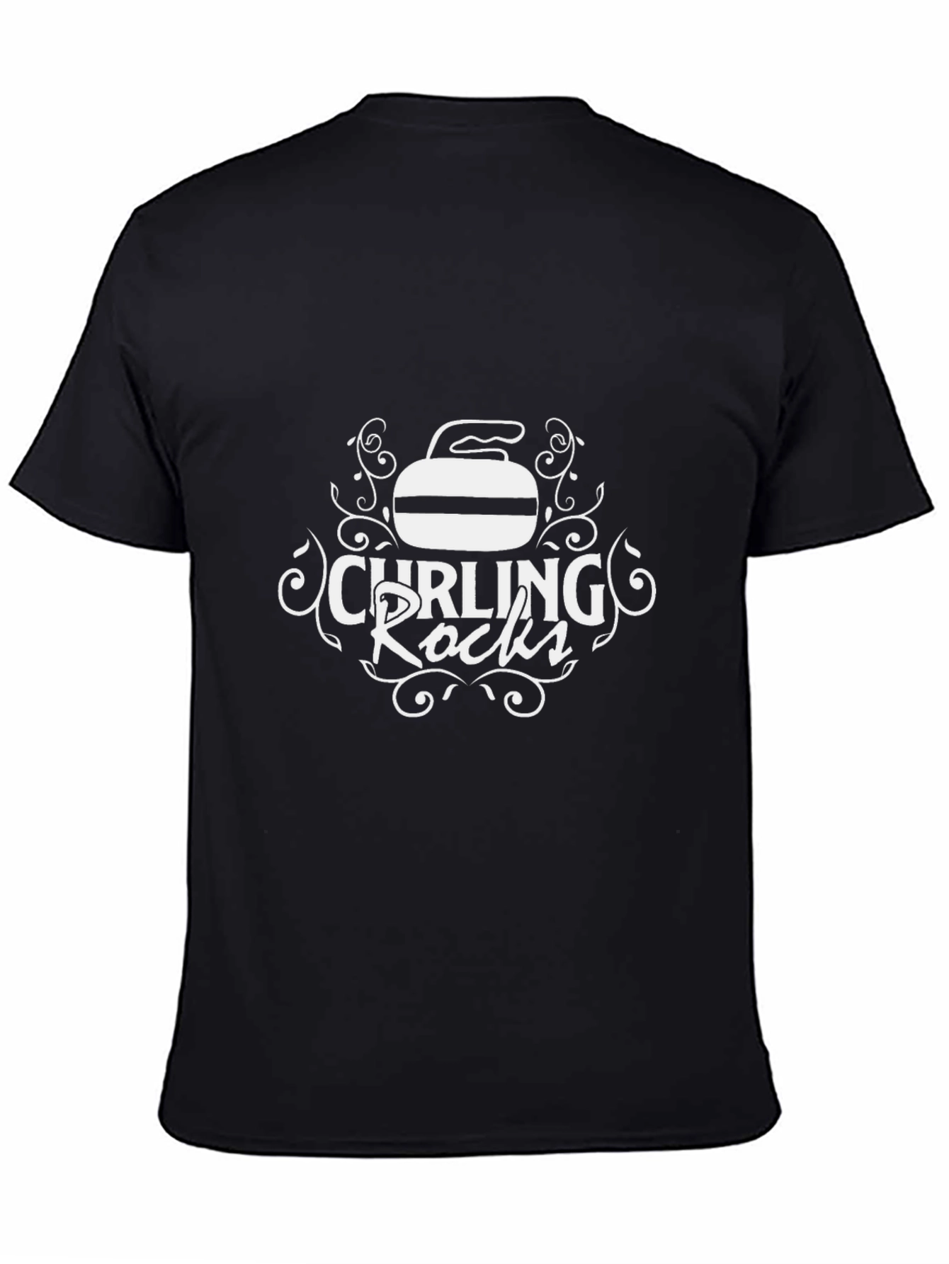 Curling Rocks Black Graphic T-Shirt