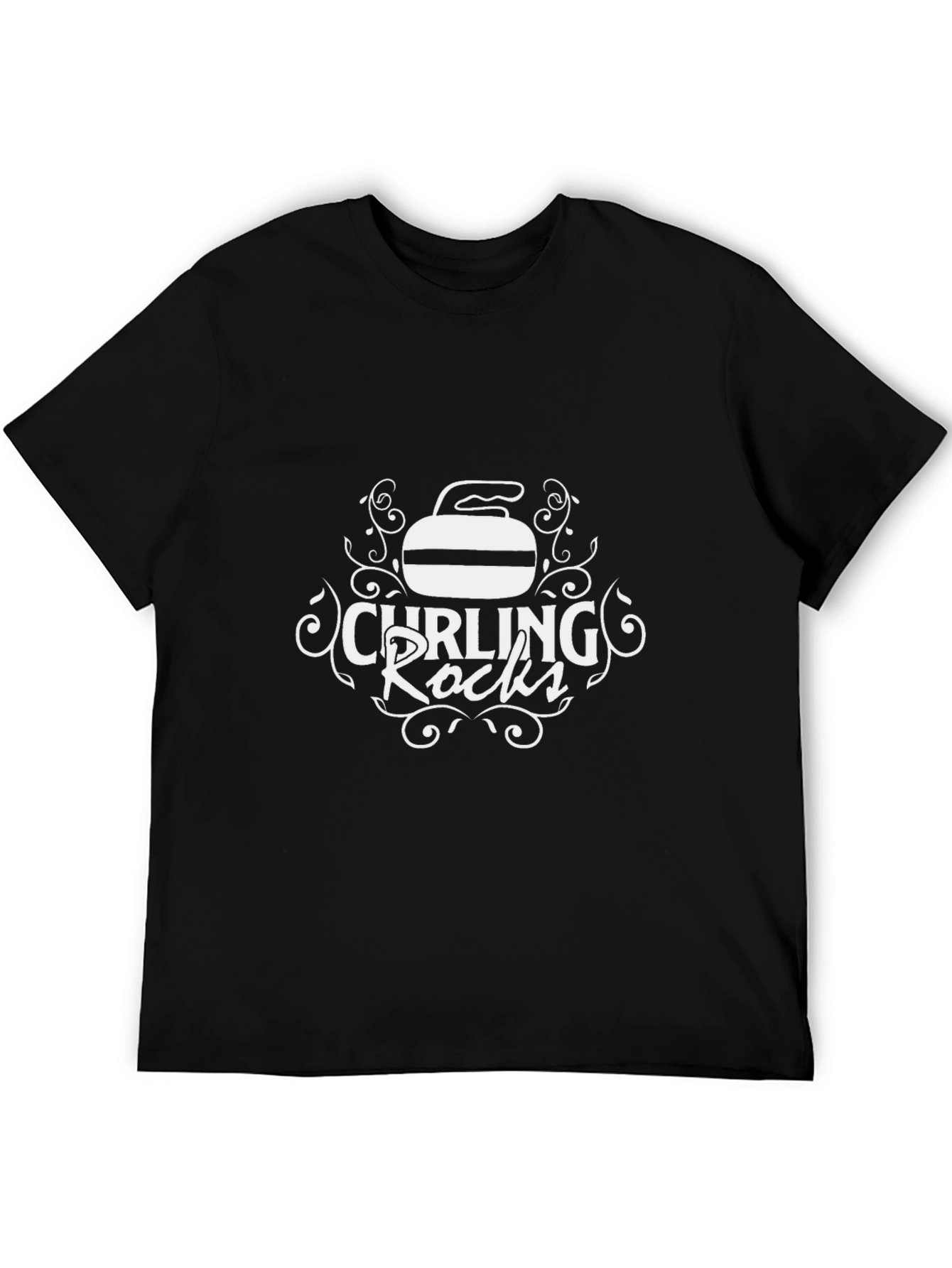 Curling Rocks Black Graphic T-Shirt