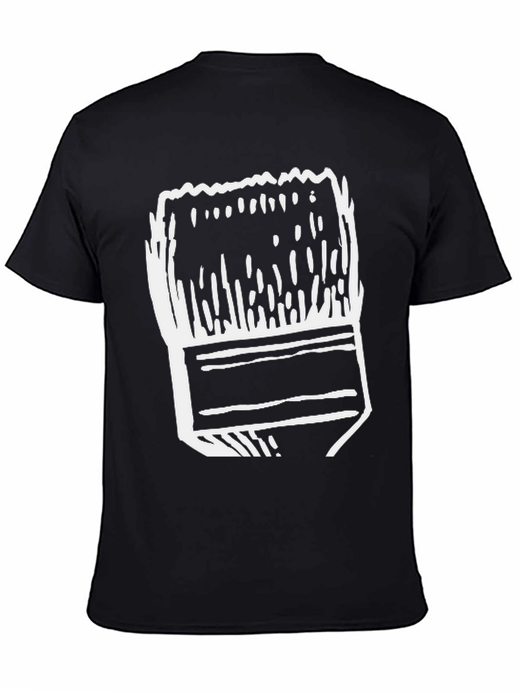 Abstract Paintbrush Graphic Tee - Black Cotton T-Shirt