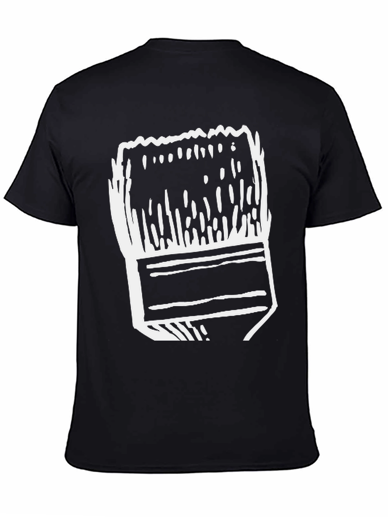 Abstract Paintbrush Graphic Tee - Black Cotton T-Shirt