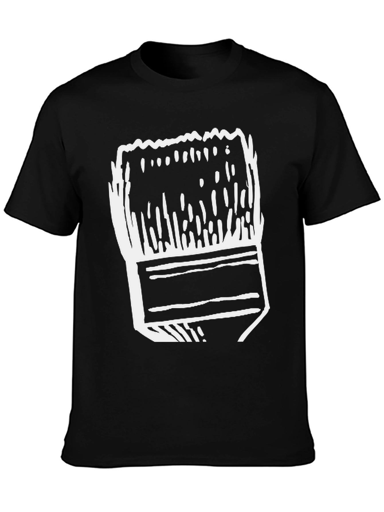 Abstract Paintbrush Graphic Tee - Black Cotton T-Shirt