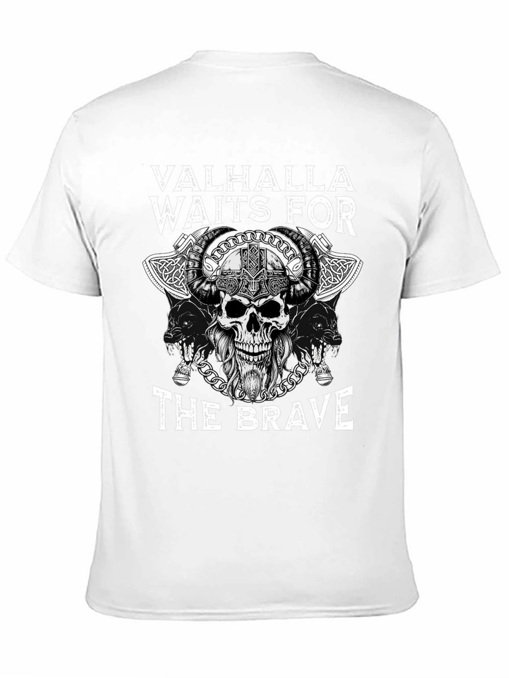 Valhalla Waits for The Brave Viking Skull T-Shirt
