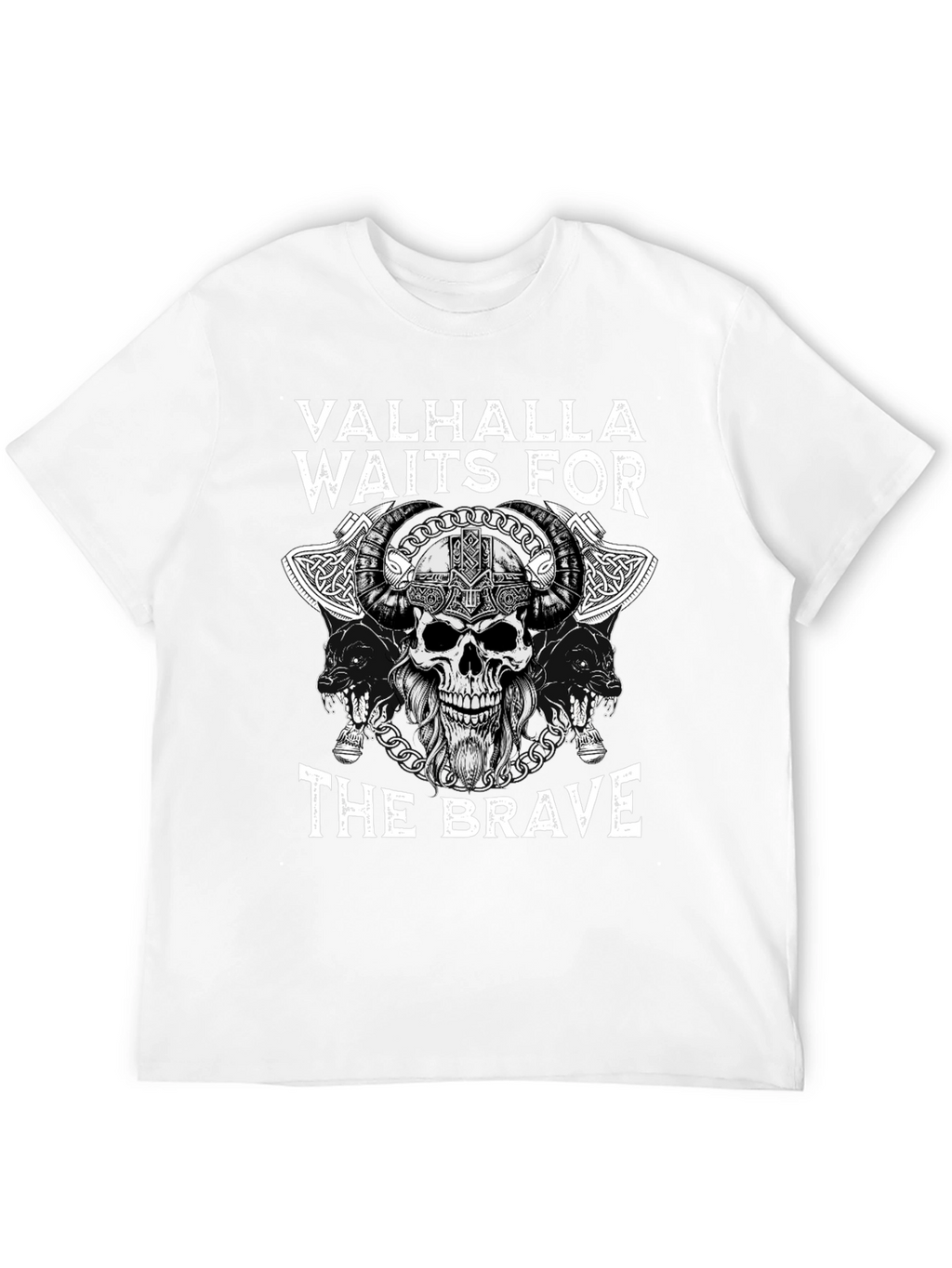 Valhalla Waits for The Brave Viking Skull T-Shirt