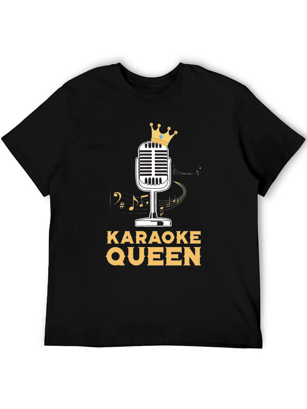 Karaoke Queen T-Shirt - Crowned Microphone Design