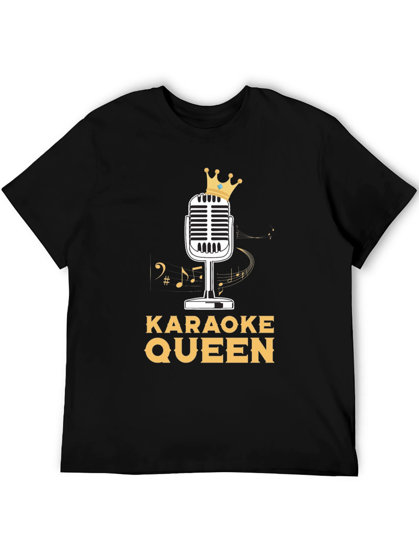 Karaoke Queen T-Shirt - Crowned Microphone Design