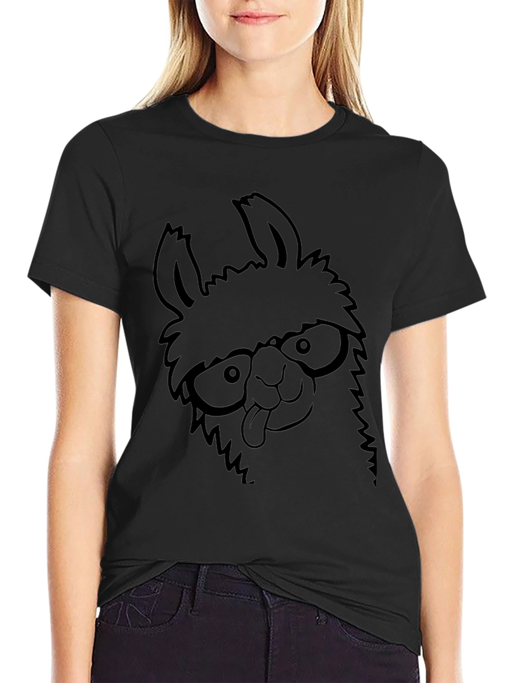 Llama Graphic Tee - Comfy Casual Black T-Shirt