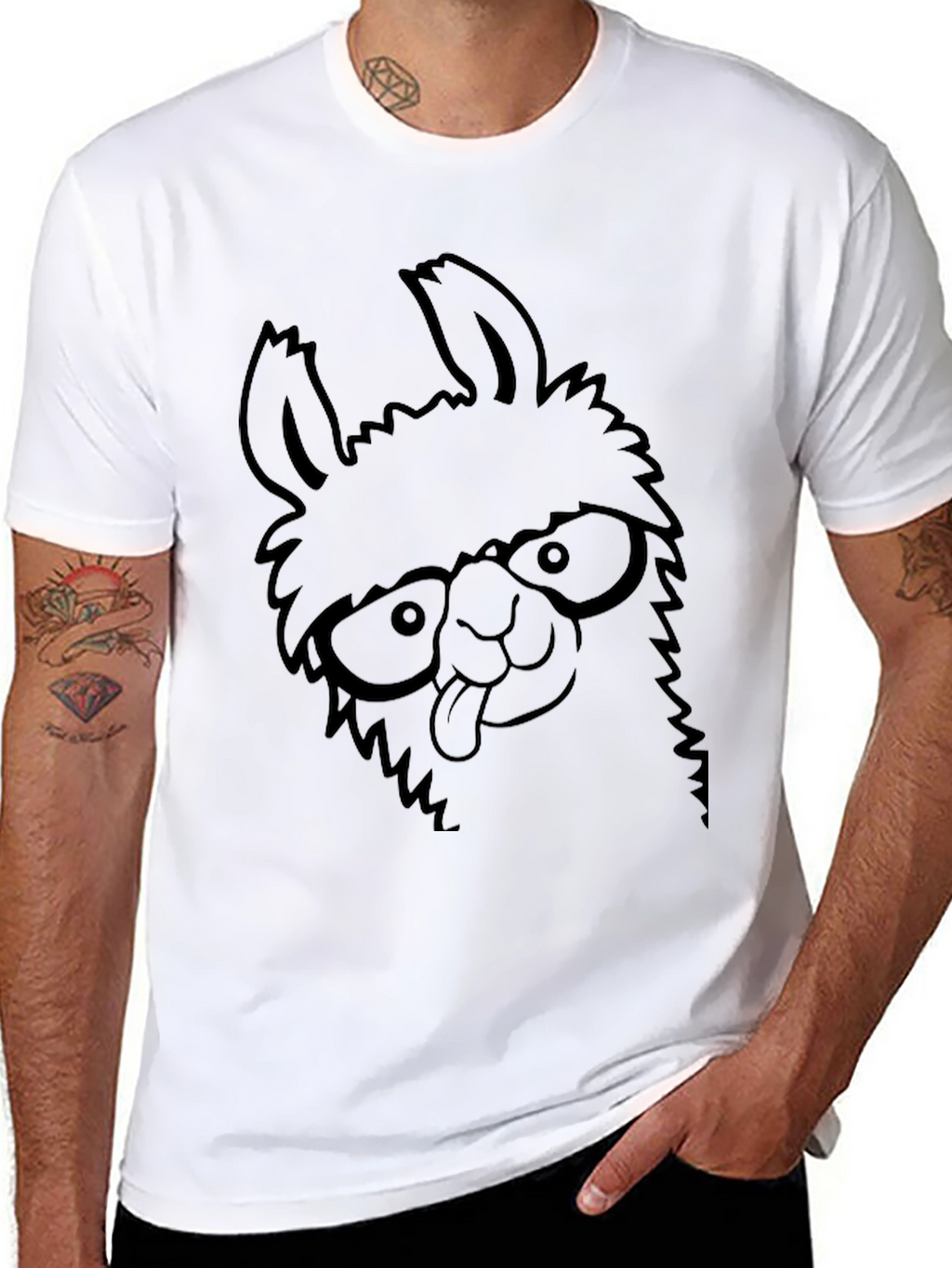 Llama Graphic Tee - Comfy Casual Black T-Shirt
