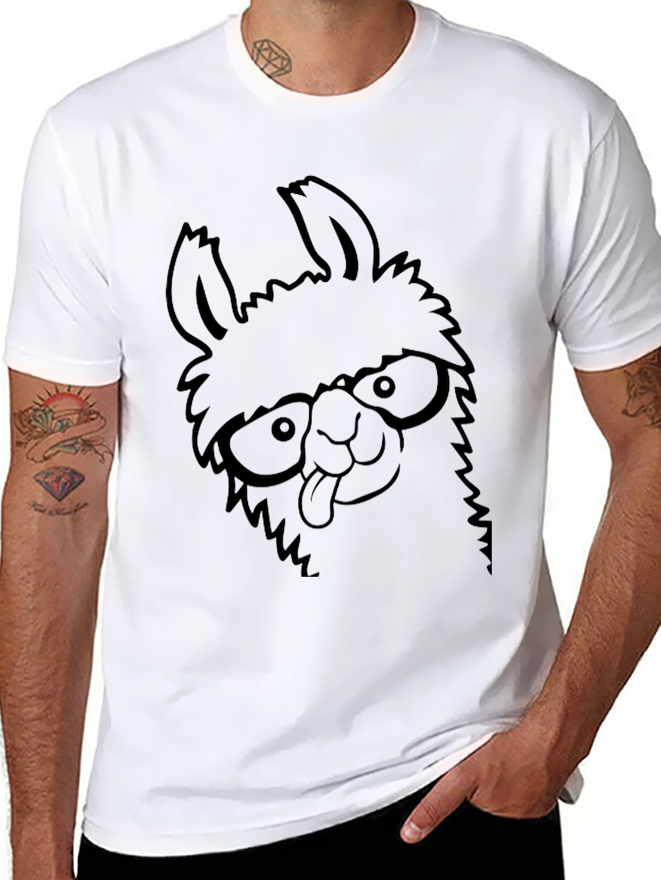 Llama Graphic Tee - Comfy Casual Black T-Shirt